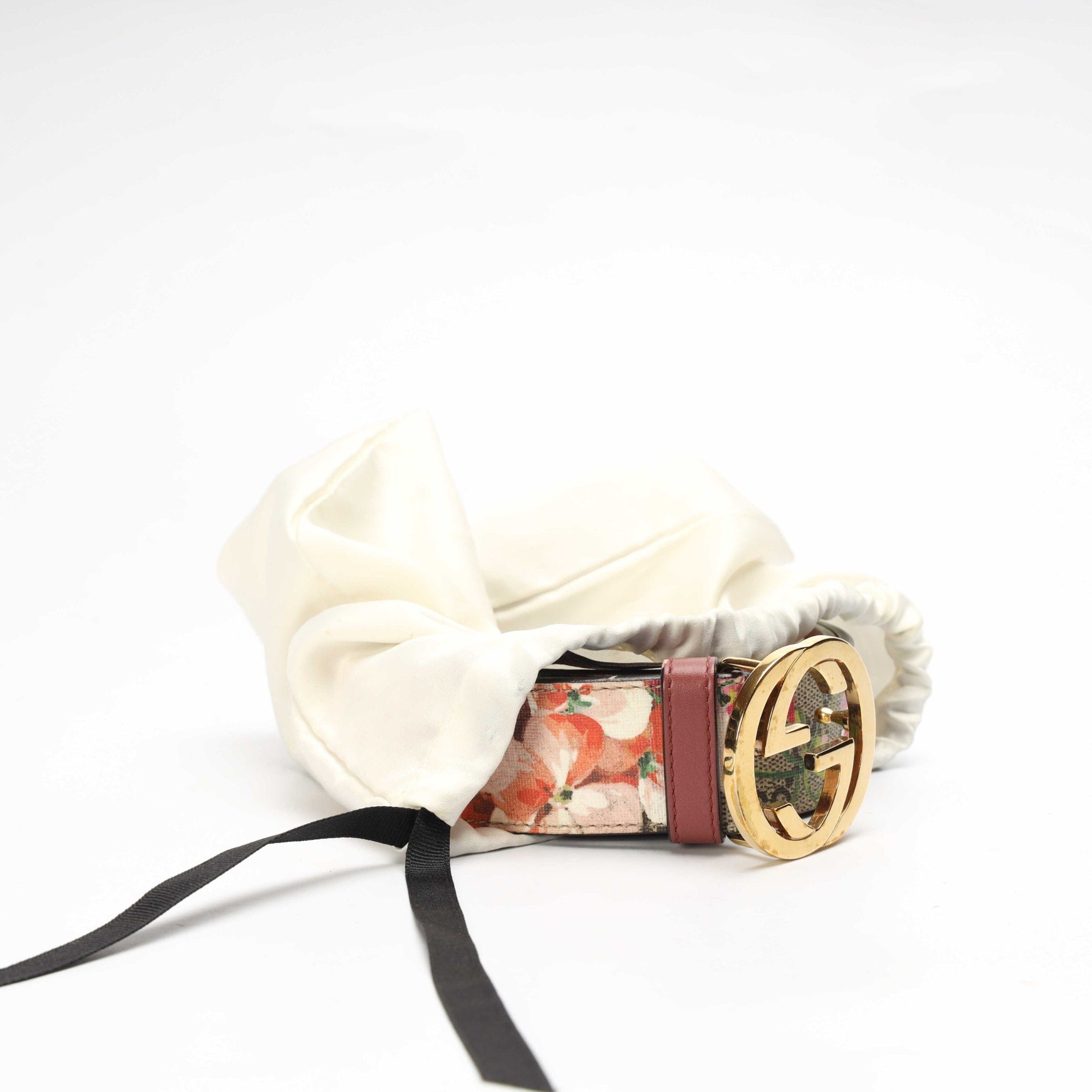 Gucci GG Pink Supreme Blooms Print Buckle Belt