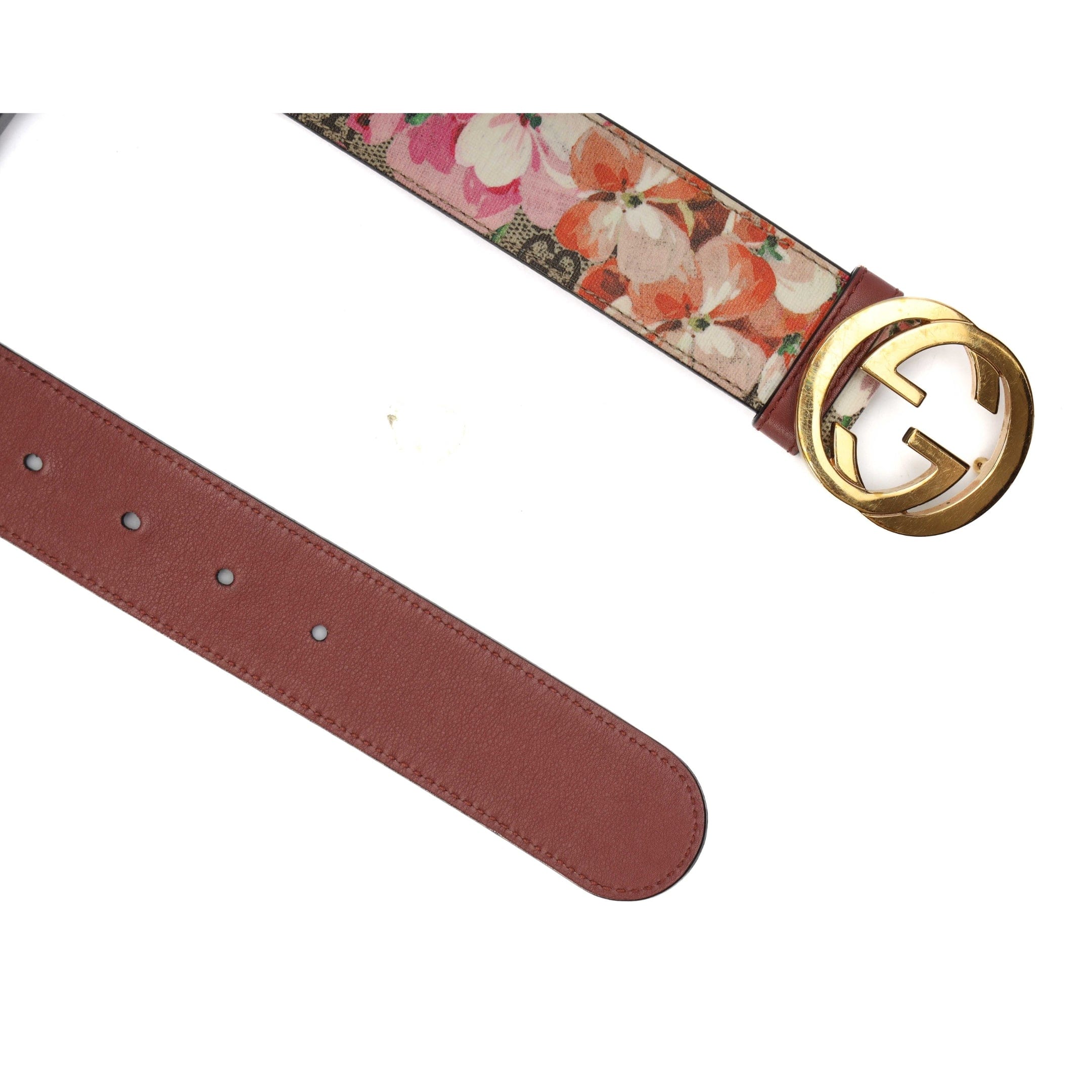 Gucci GG Pink Supreme Blooms Print Buckle Belt