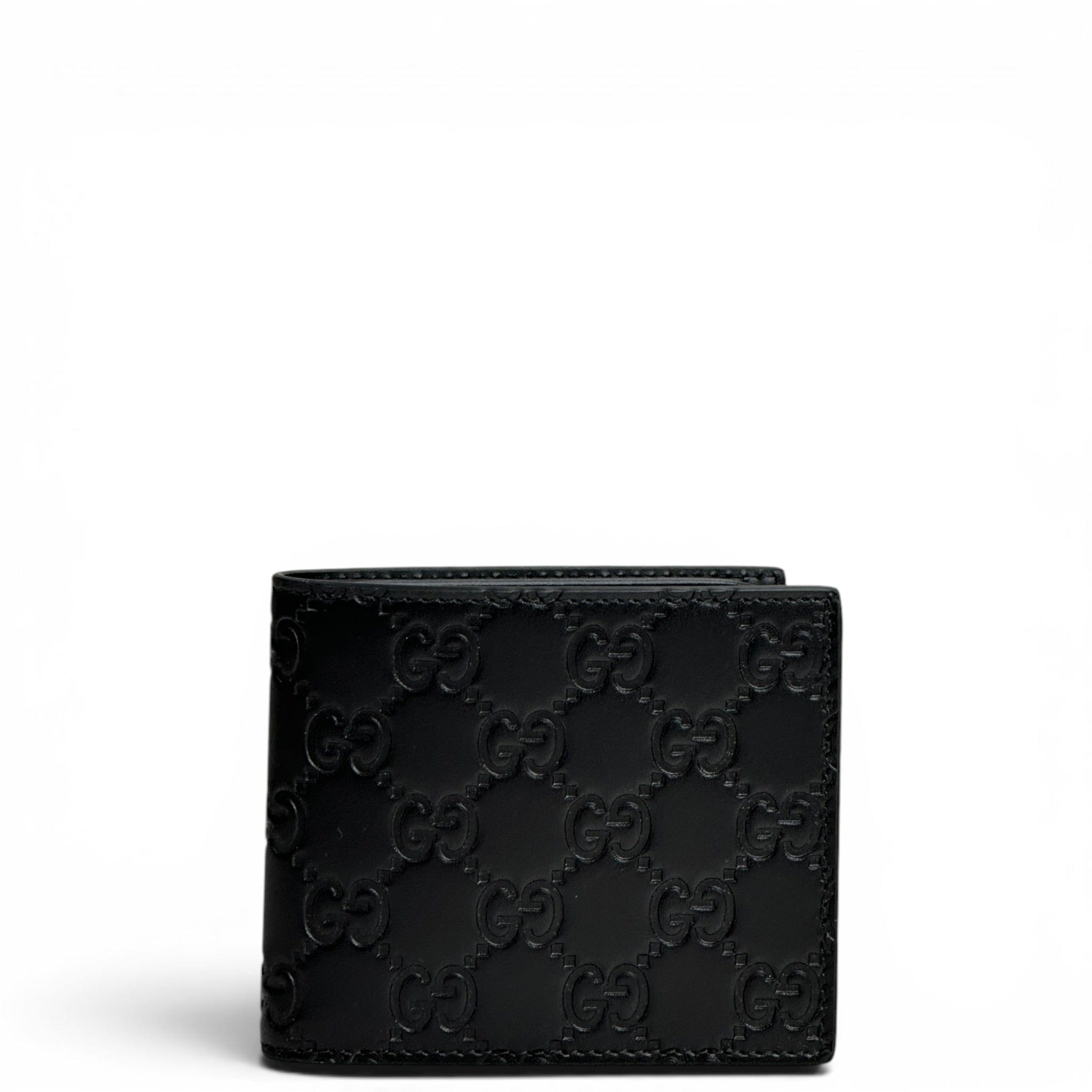 Gucci Emblem Blindfold Wallet Black GG Leather