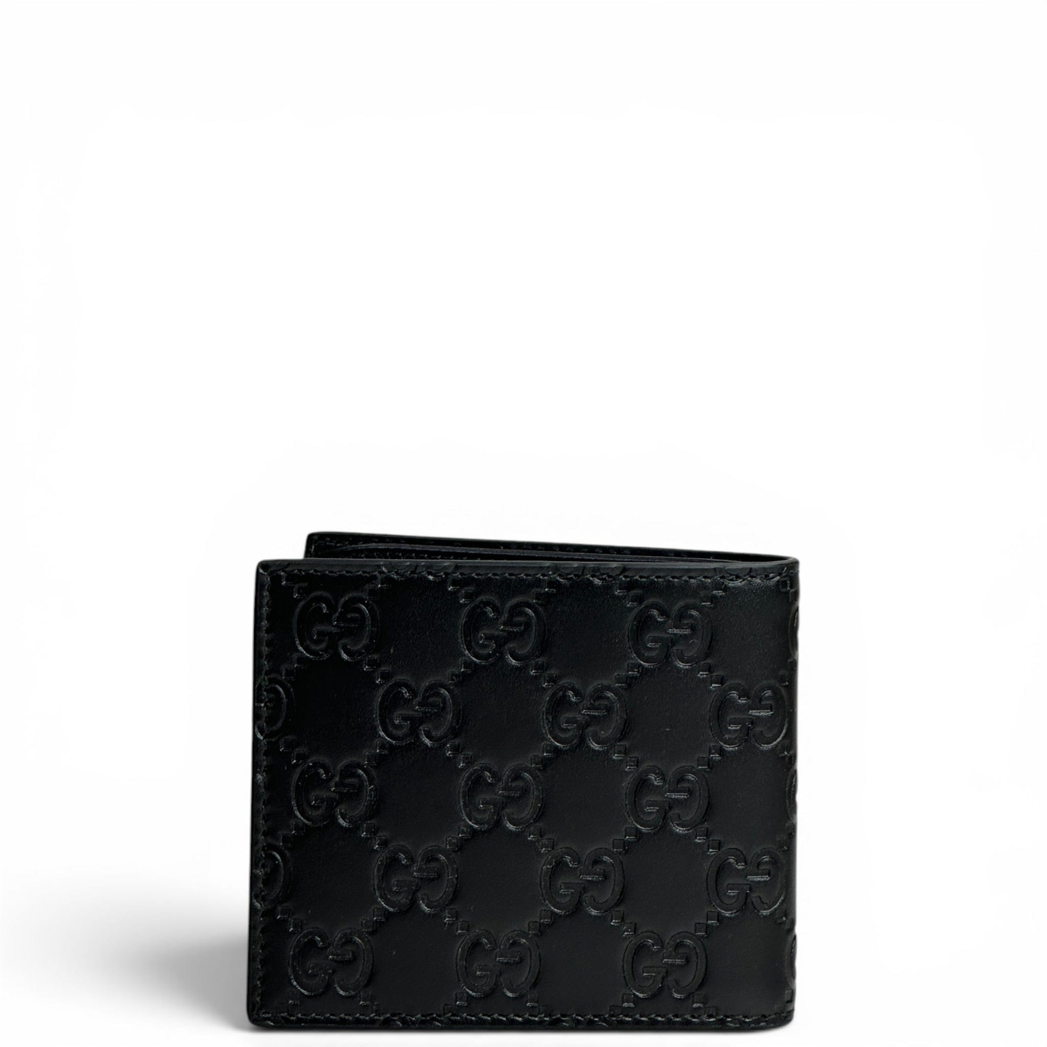 Gucci Emblem Blindfold Wallet Black GG Leather