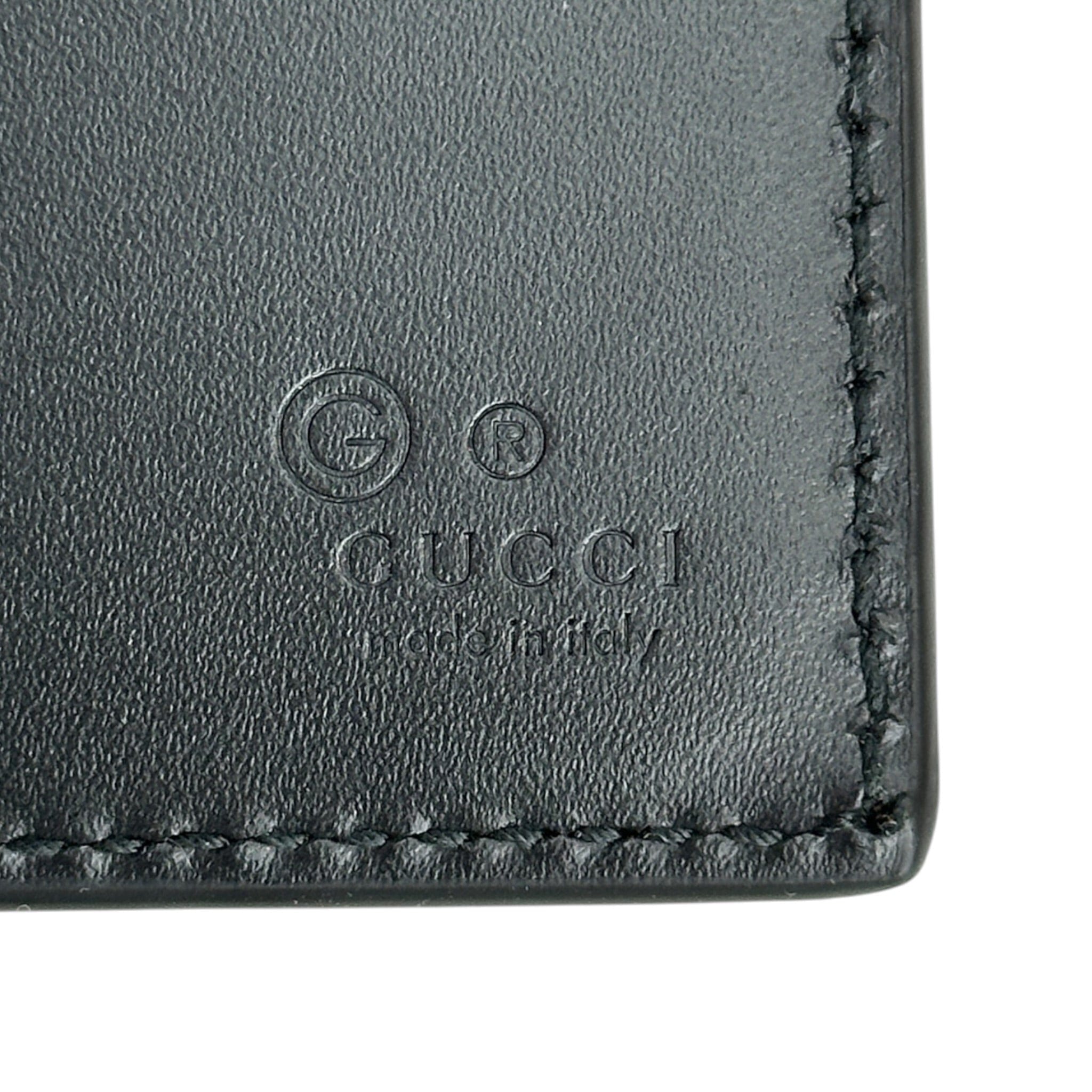Gucci Emblem Blindfold Wallet Black GG Leather