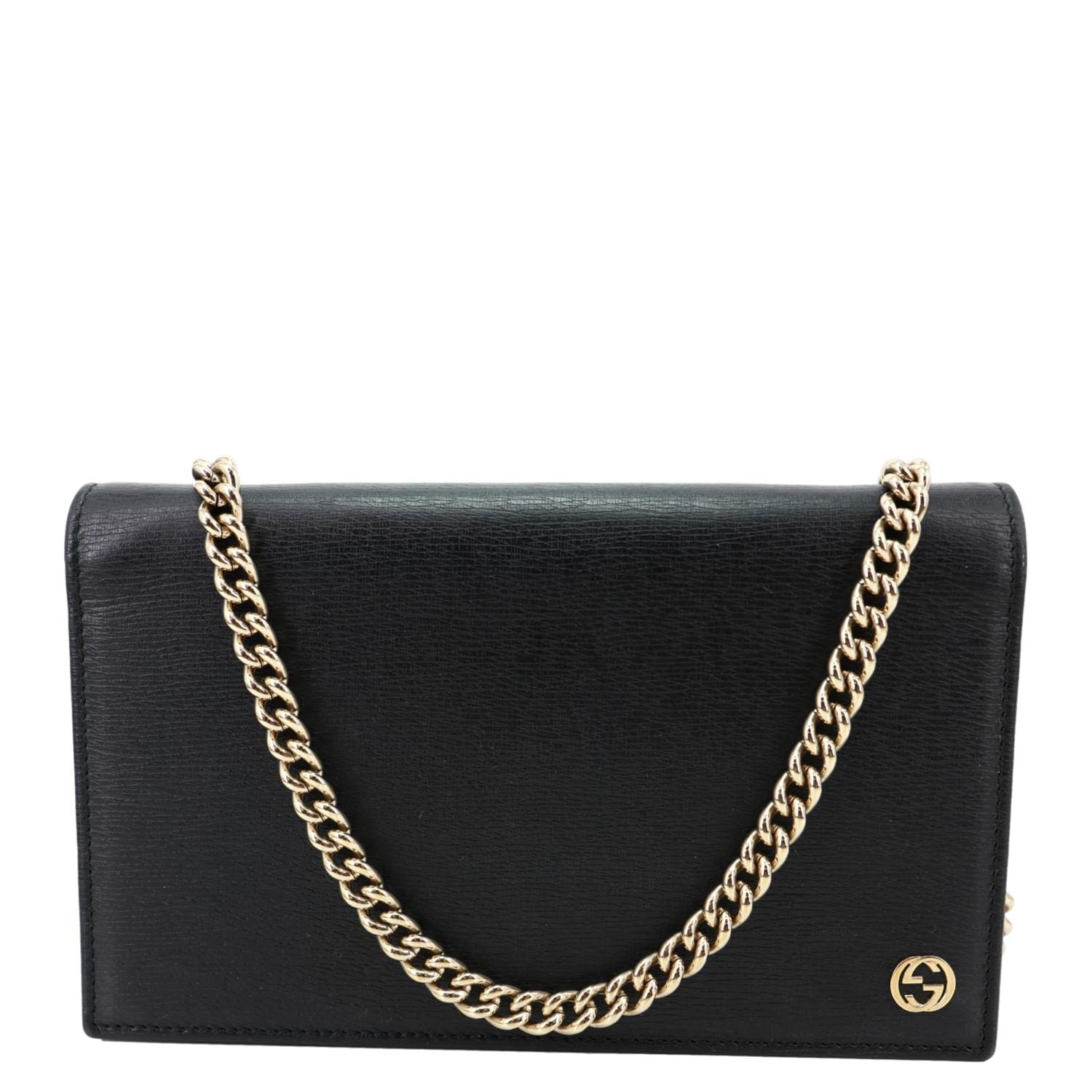 GUCCI Calfskin Leather Wallet On Chain Black 354697