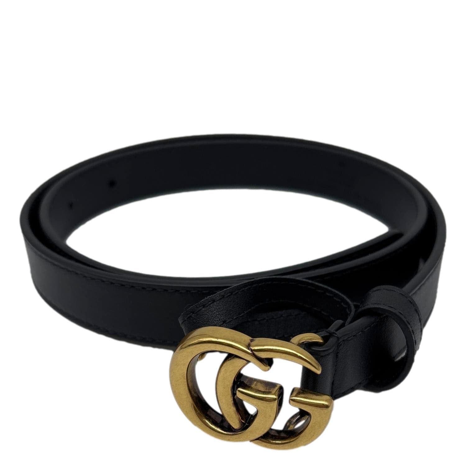 GUCCI Double G Buckle Leather Belt Size 75/30 Black 409417