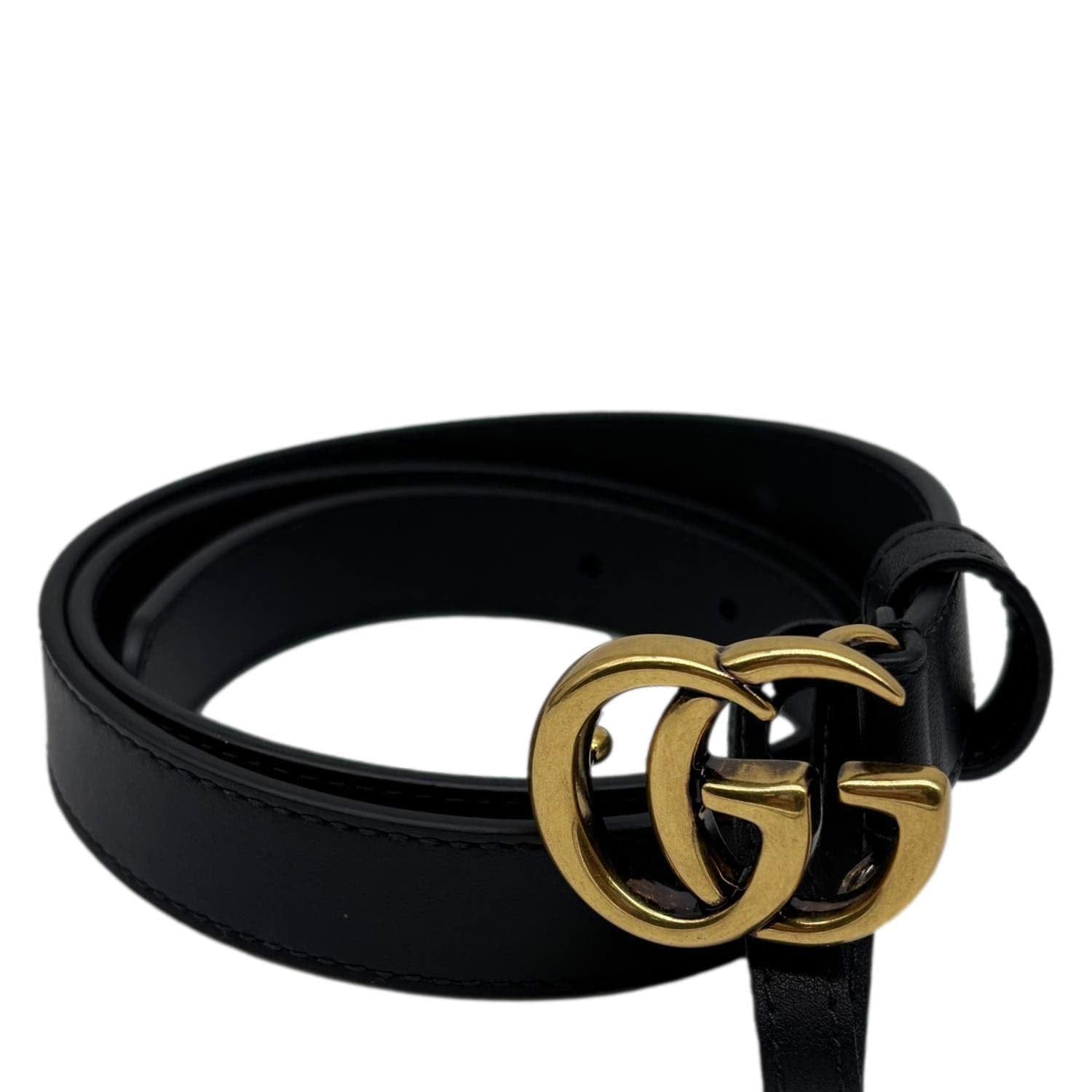 GUCCI Double G Buckle Leather Belt Size 75/30 Black 409417