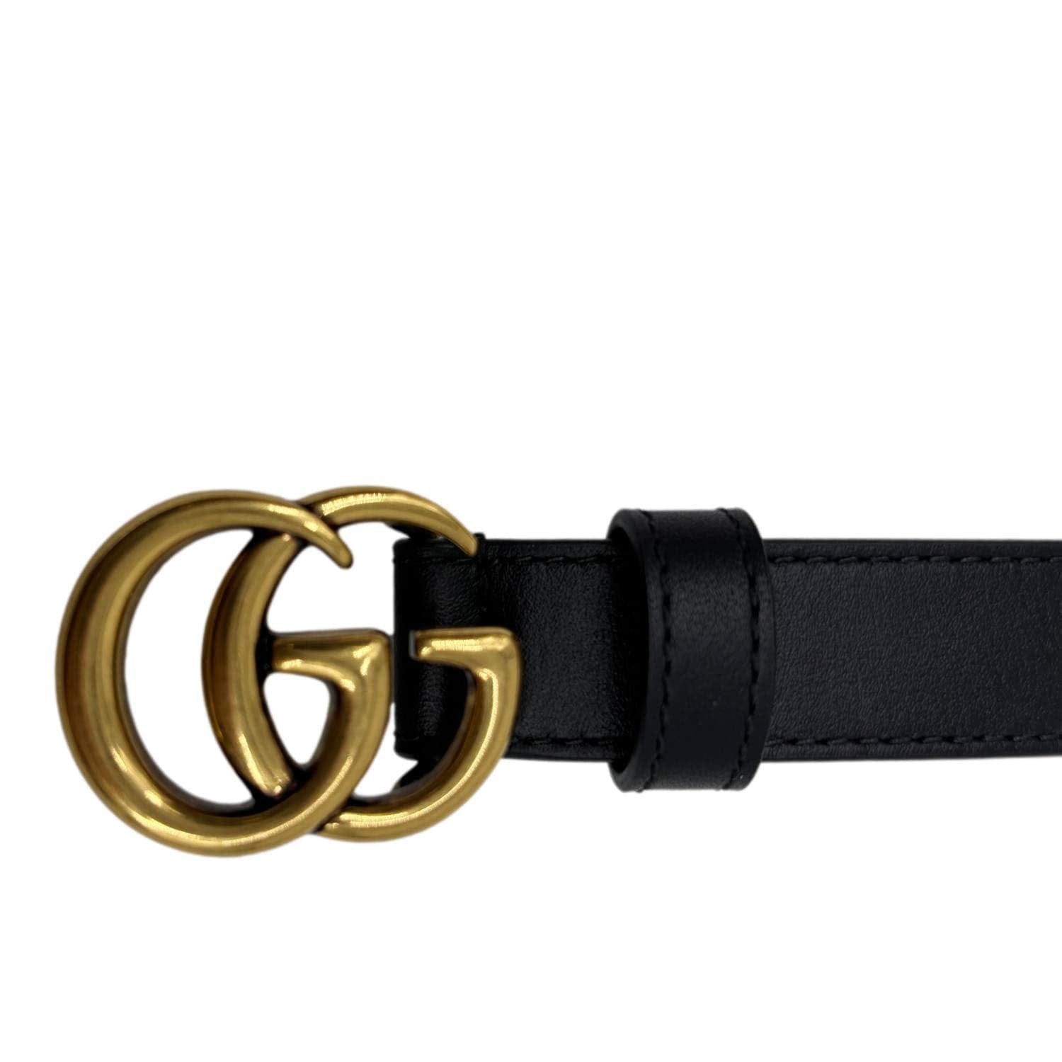 GUCCI Double G Buckle Leather Belt Size 75/30 Black 409417