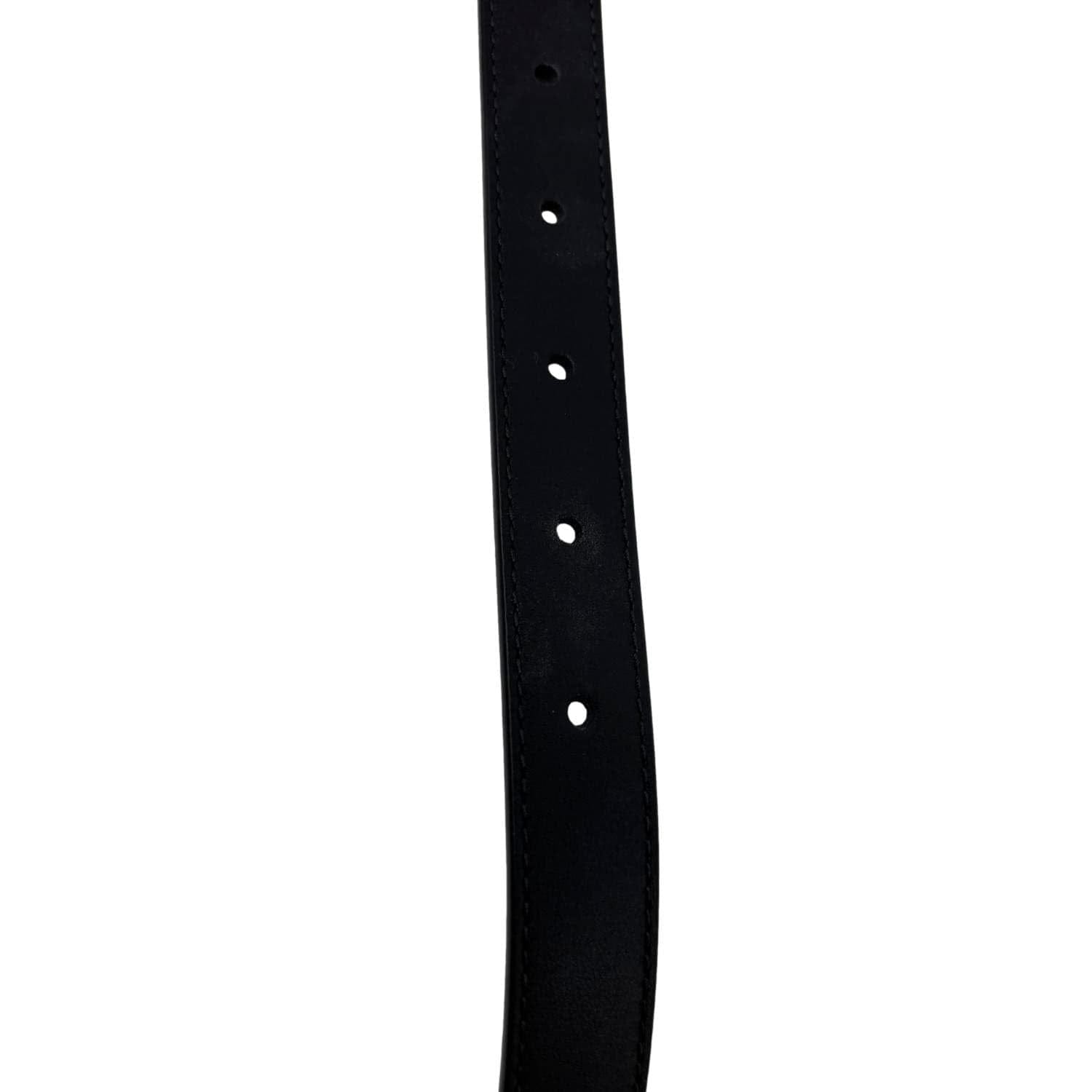 GUCCI Double G Buckle Leather Belt Size 75/30 Black 409417