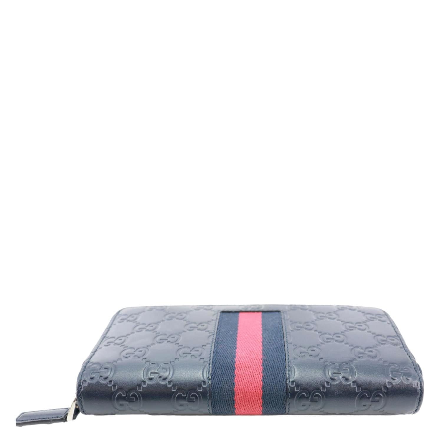 GUCCI GG Leather Zippy Wallet Navy Blue