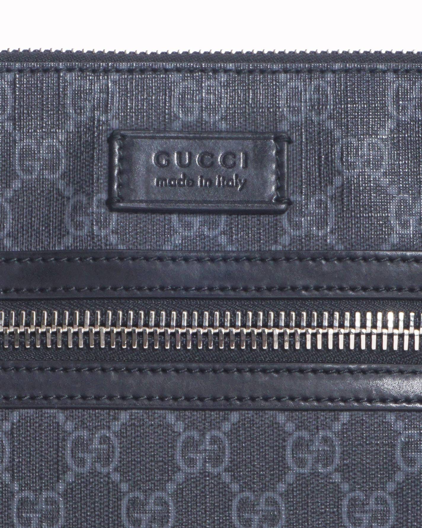 Gucci Black & Grey GG Supreme Web Stripe Messenger Bag