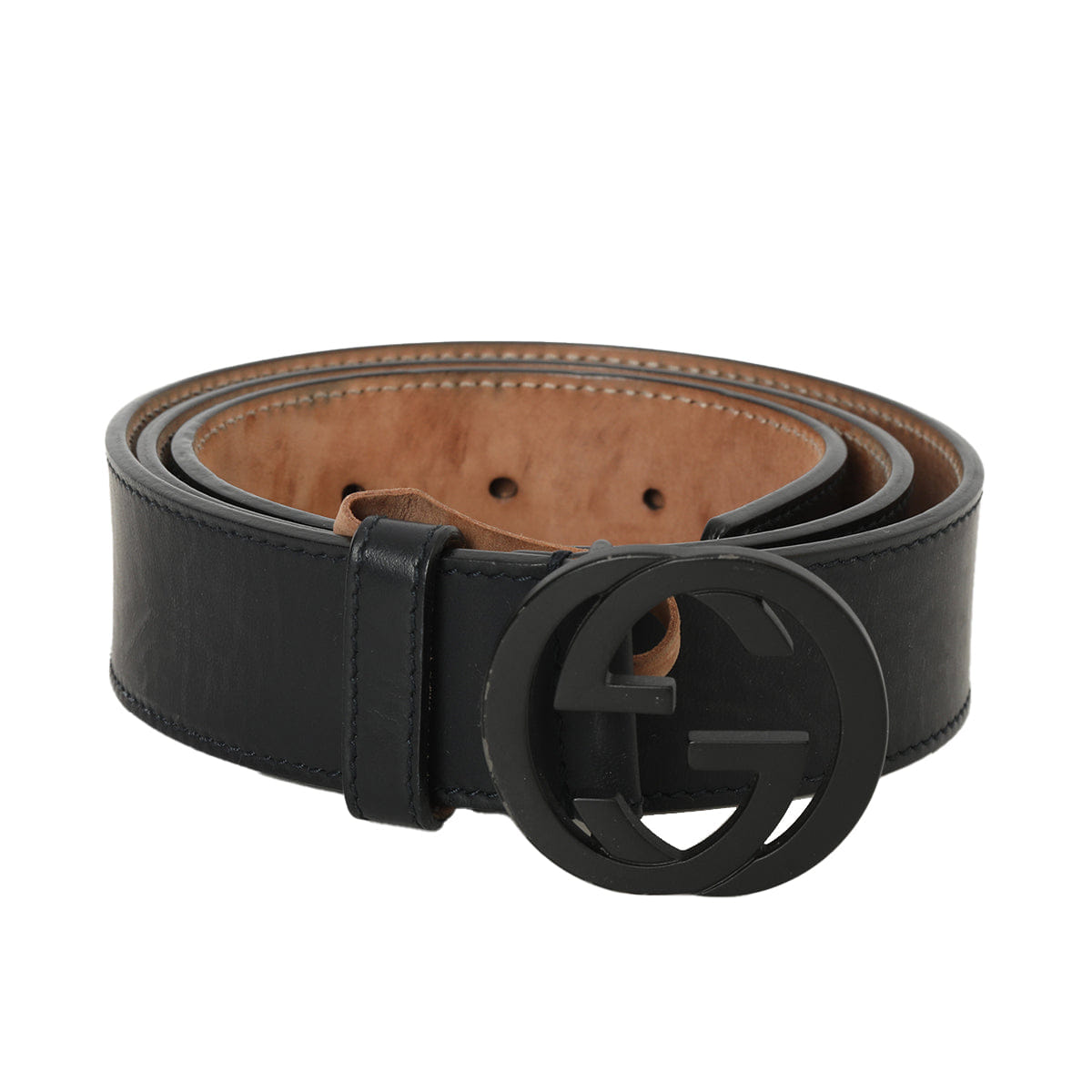 Gucci GG Twin Matte Black Waist Belt Size: 36"