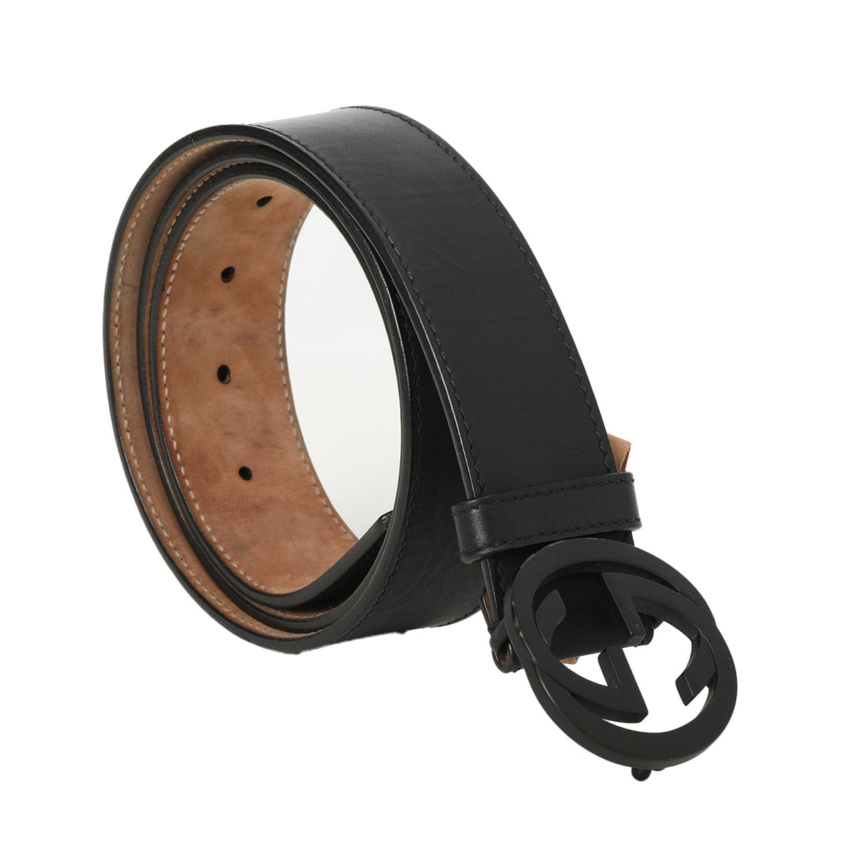 Gucci GG Twin Matte Black Waist Belt Size: 36"
