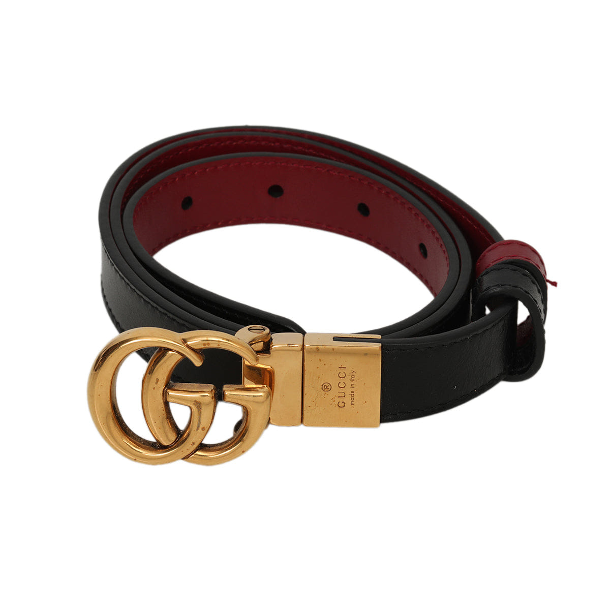 Gucci GG Black/Red Leather Reversible Belt - 75/30