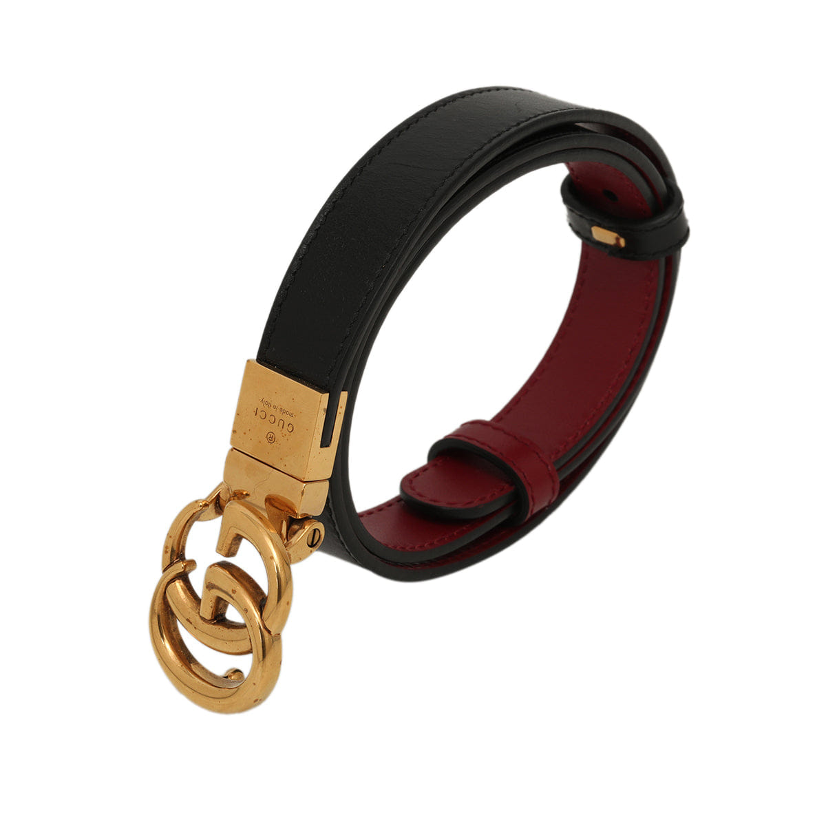 Gucci GG Black/Red Leather Reversible Belt - 75/30