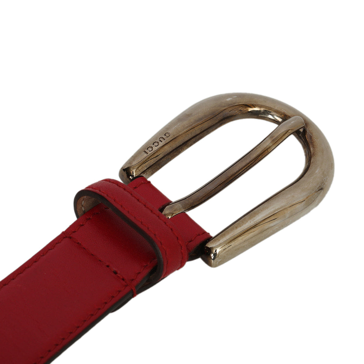 Gucci Red Leather Micro Guccissima Belt - 95/38
