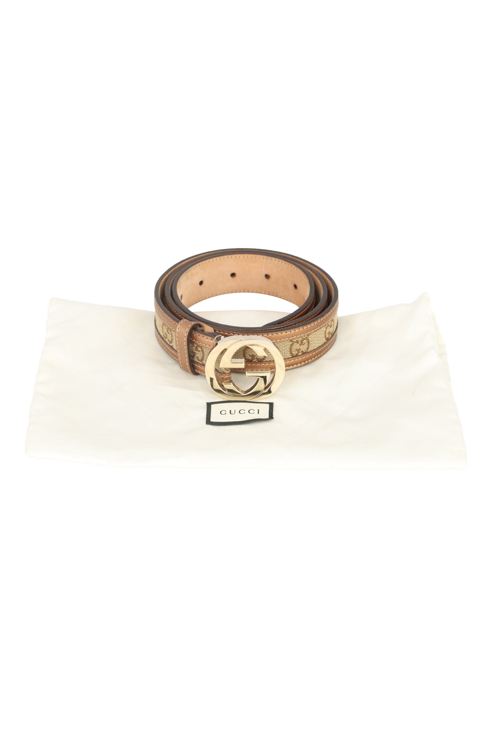 Gucci size 85 cm/ 34 inches GG Interlocking Golden Buckle Belt