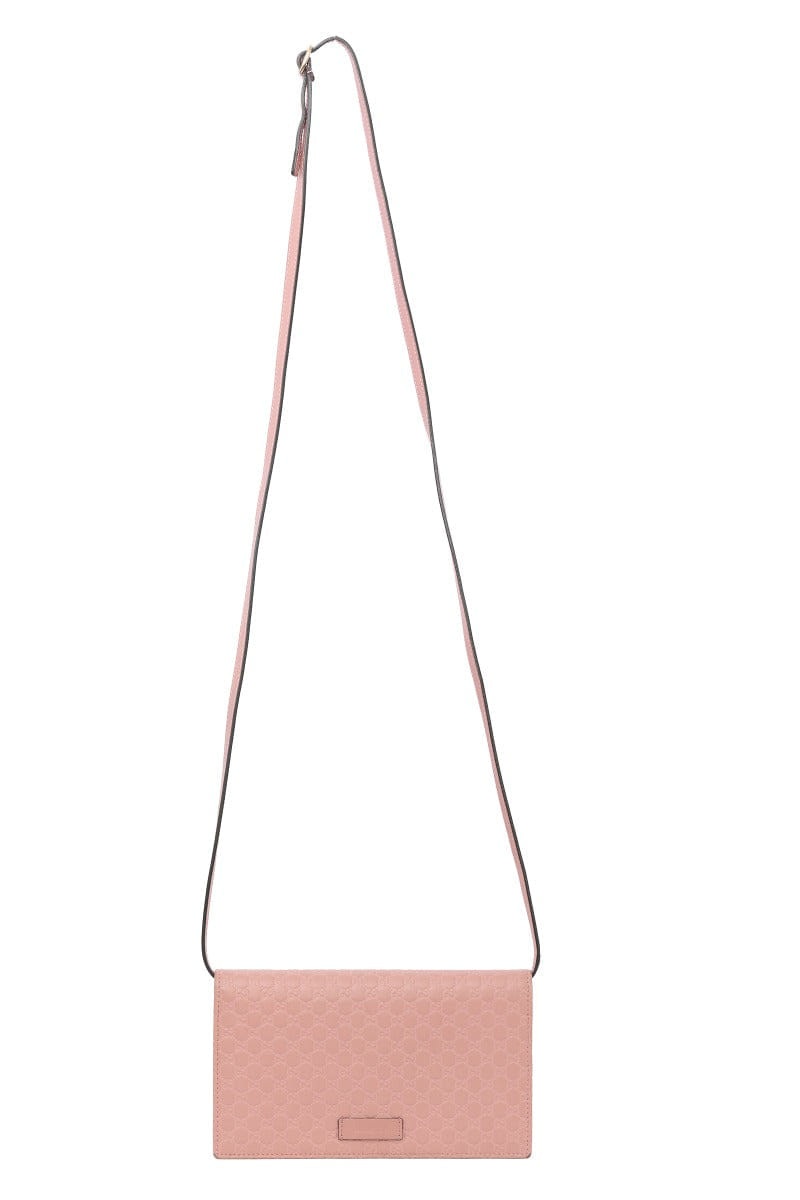 Gucci Guccissima Borsa Pink Leather Wallet On Chain