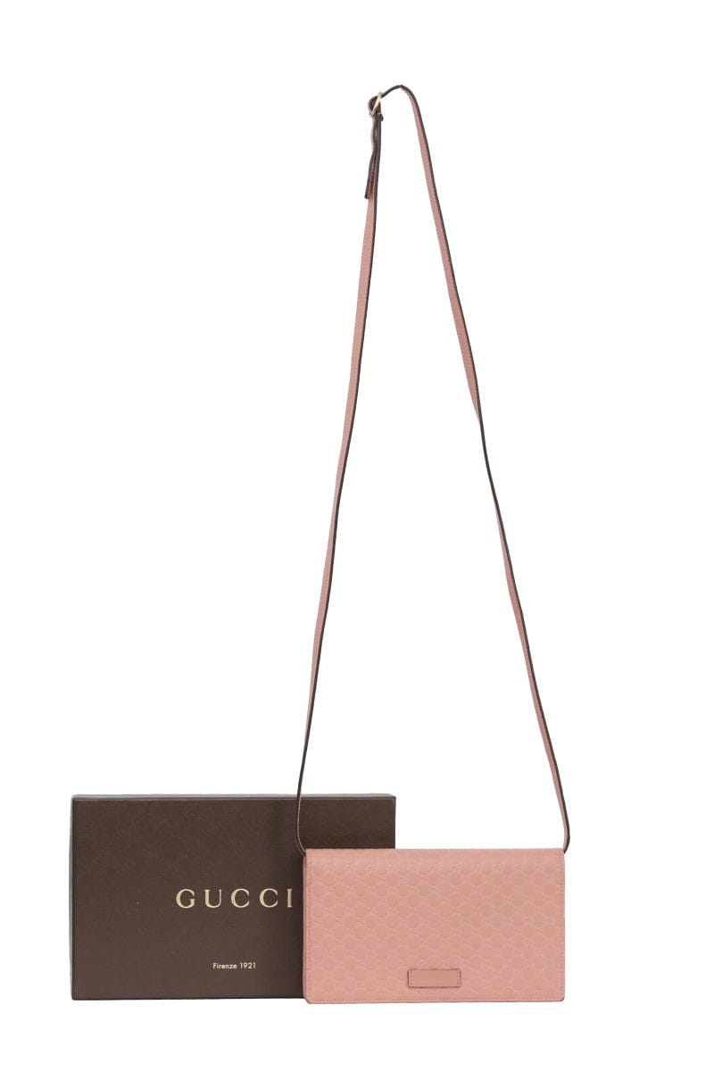 Gucci Guccissima Borsa Pink Leather Wallet On Chain
