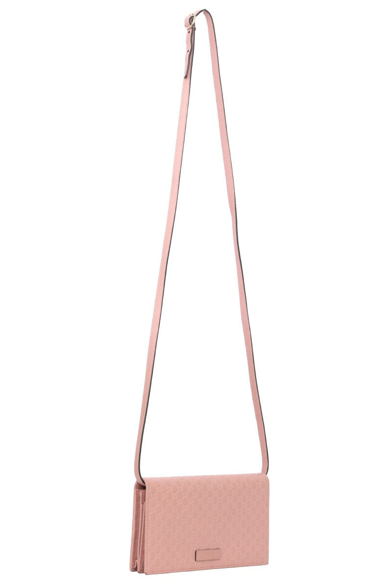Gucci Guccissima Borsa Pink Leather Wallet On Chain