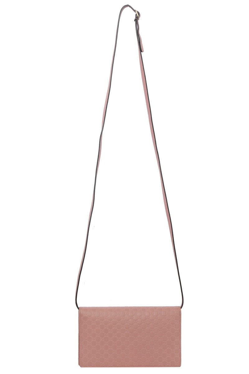 Gucci Guccissima Borsa Pink Leather Wallet On Chain