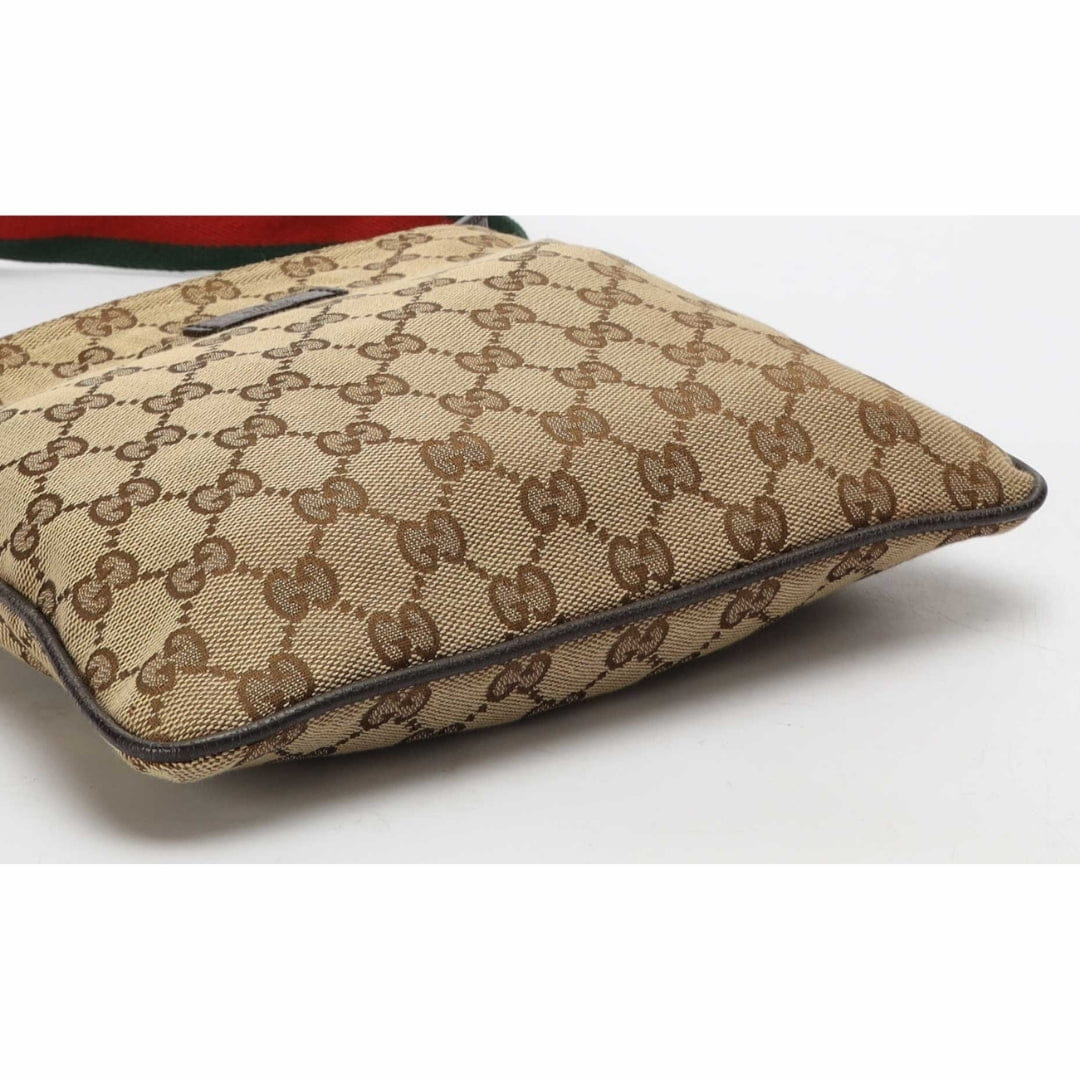Gucci Beige GG Canvas Small Web Messenger Bag