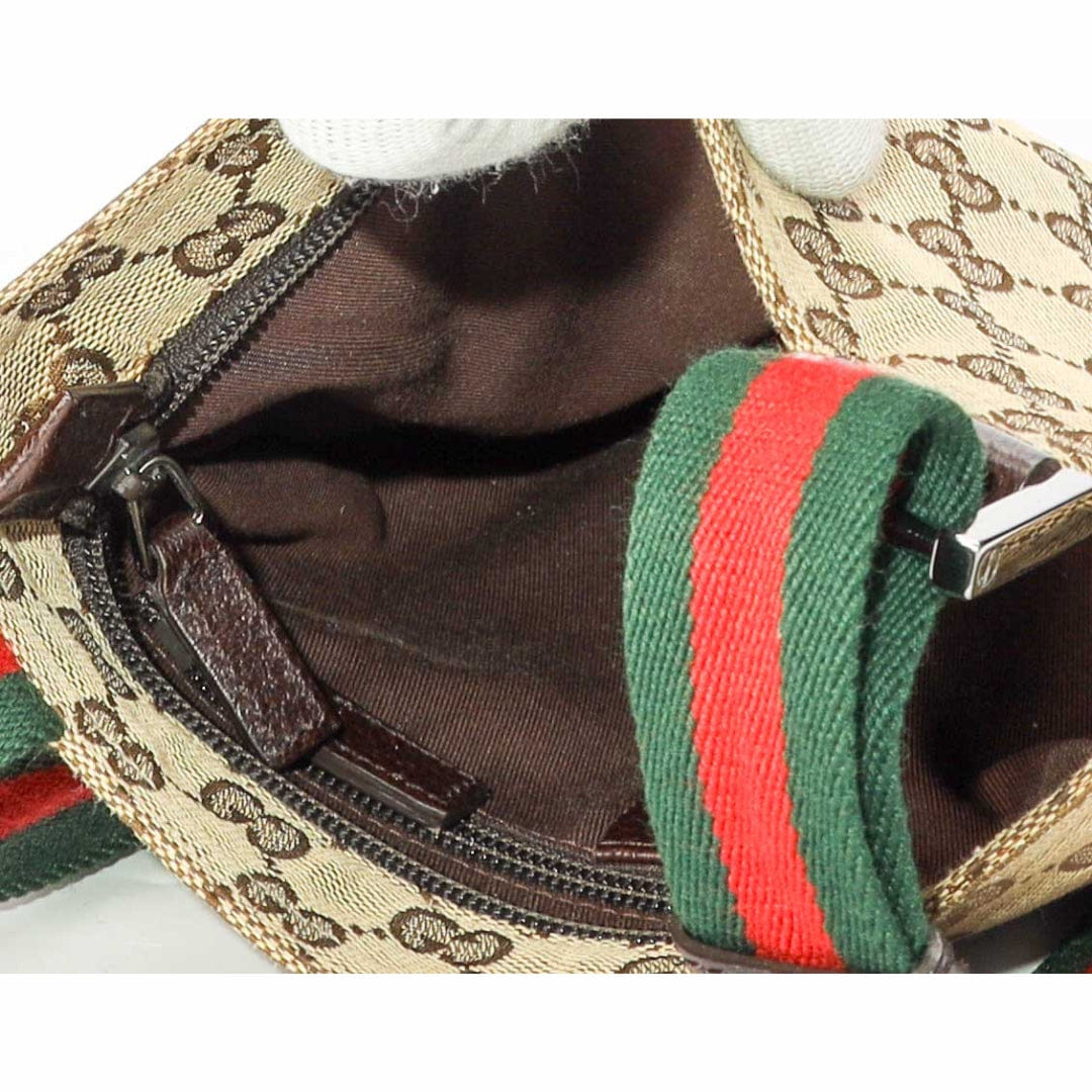 Gucci Beige GG Canvas Small Web Messenger Bag