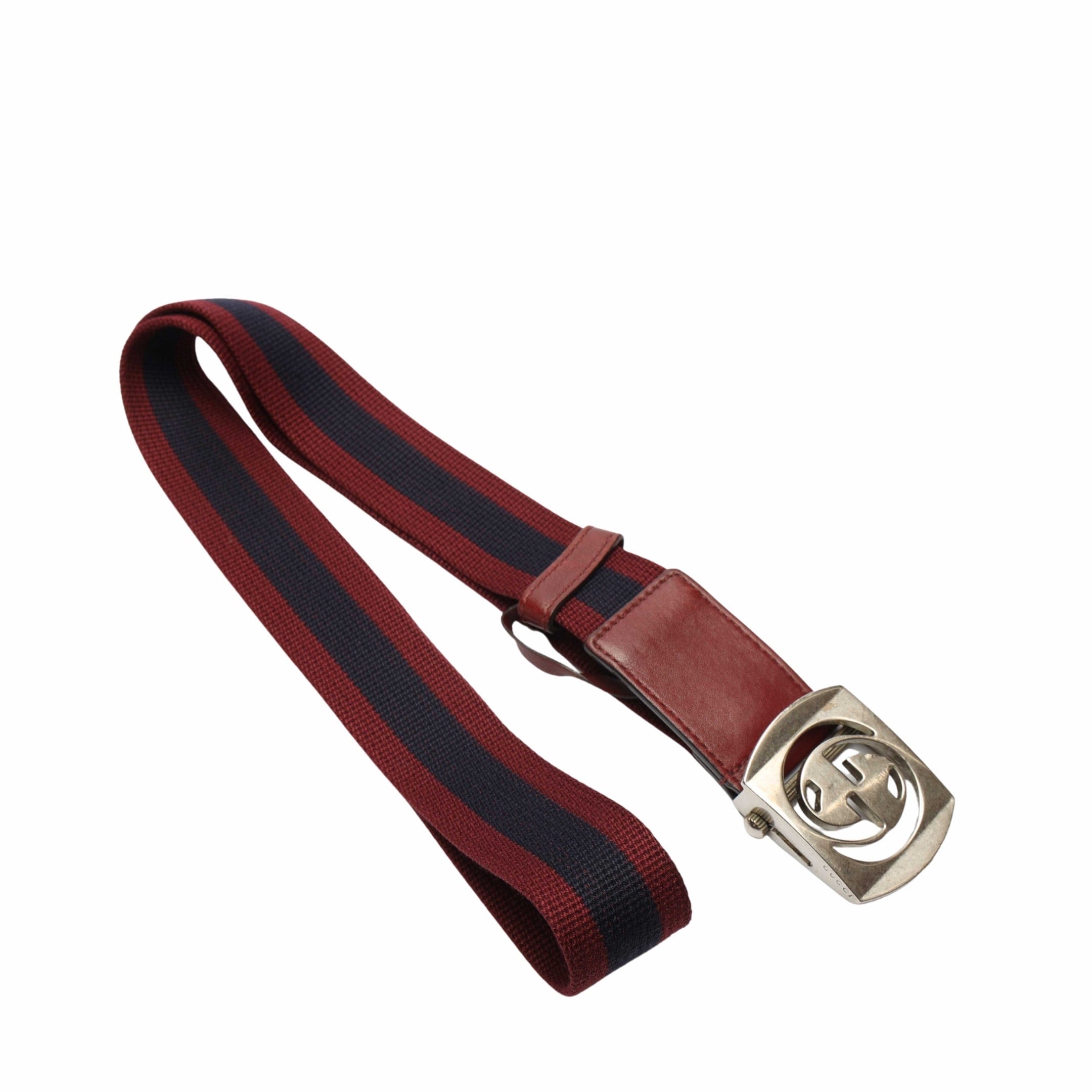 Gucci GG Silver Buckle Striped Belt