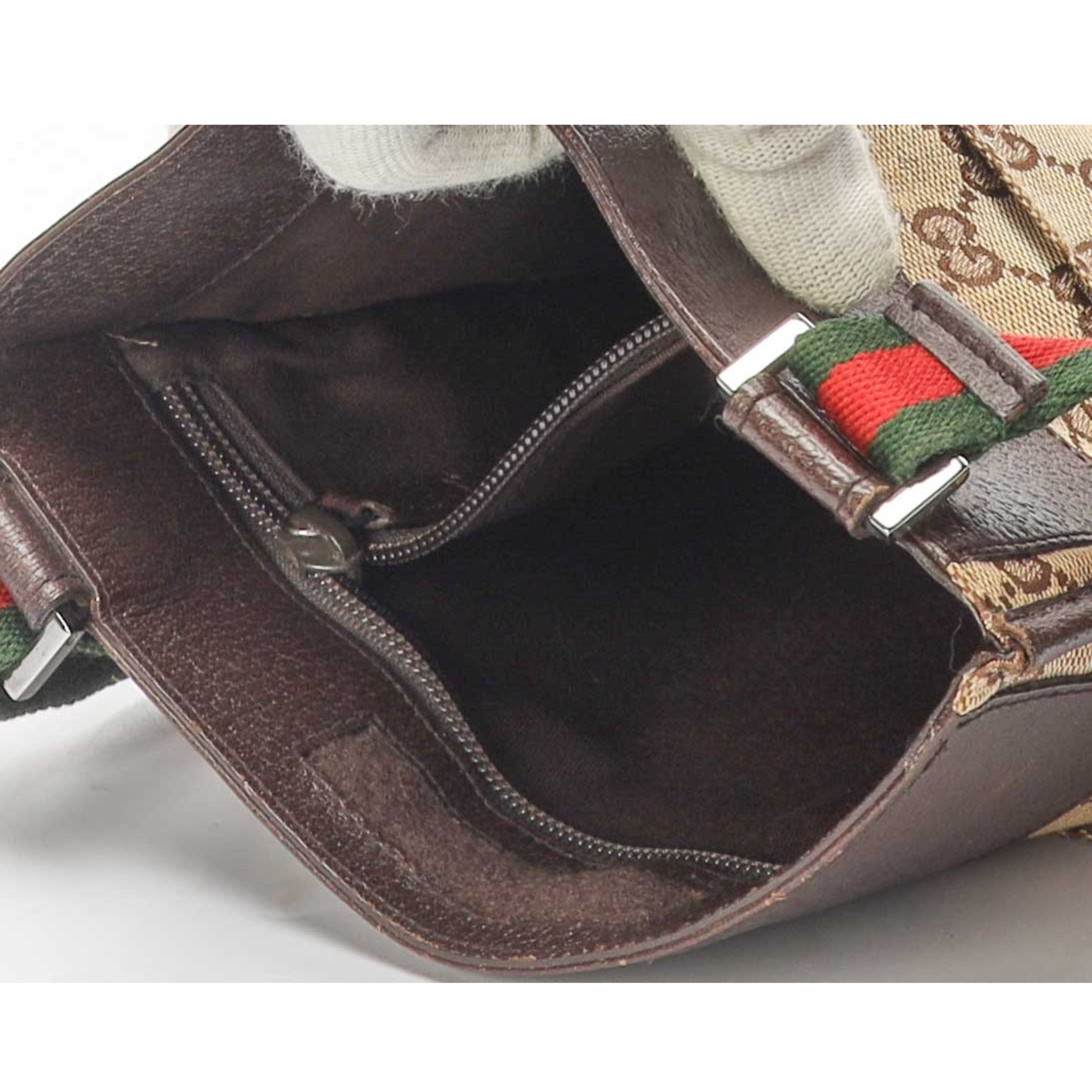 Gucci Brown GG Canvas Web Messenger Bag