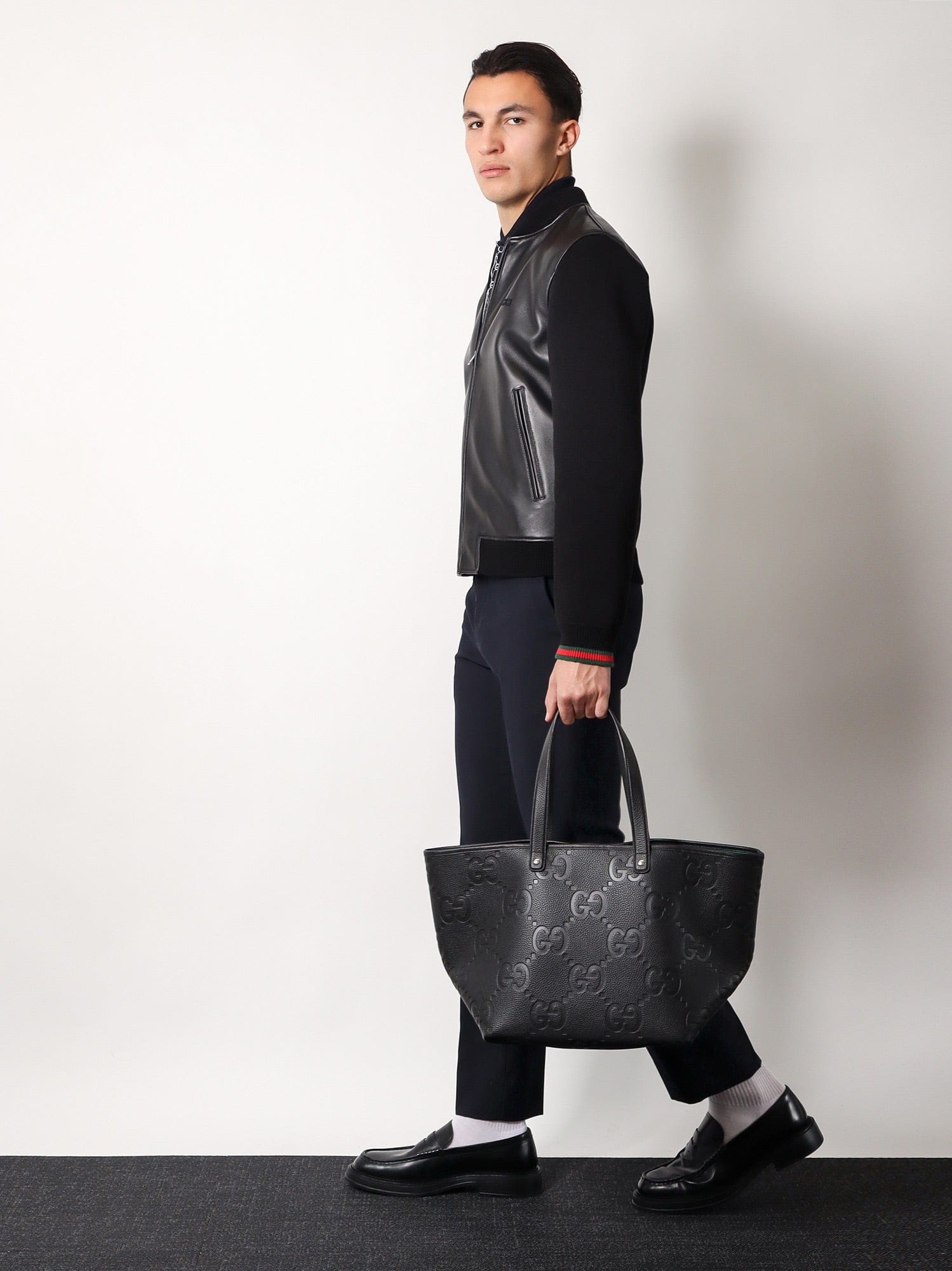 Gucci Leather and wool jacket