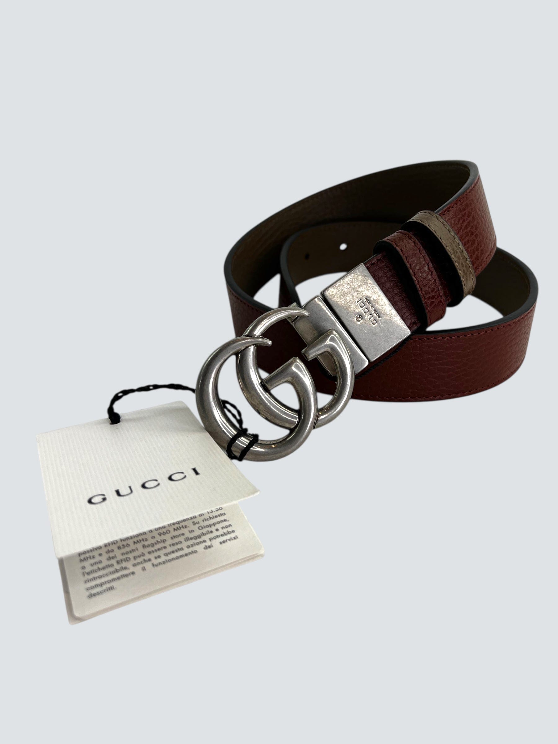Gucci Brown GG Reversible Leather Small Belt - uk 6/8