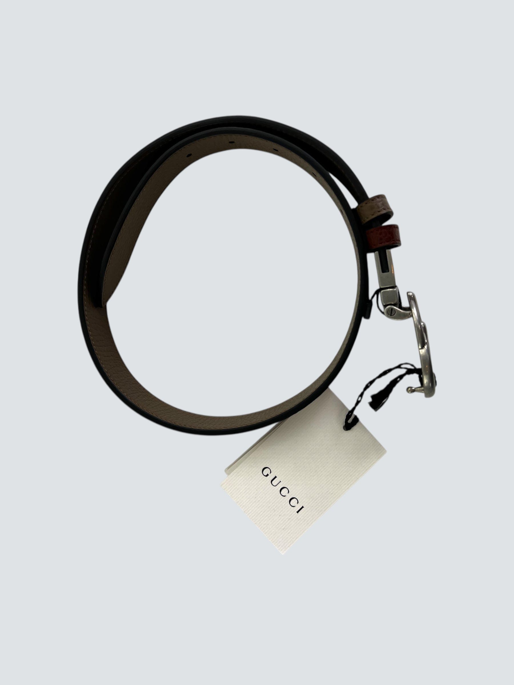 Gucci Brown GG Reversible Leather Small Belt - uk 6/8