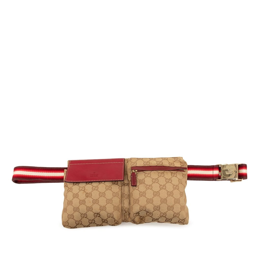 Gucci GG Canvas Web Double Pocket Belt Bag