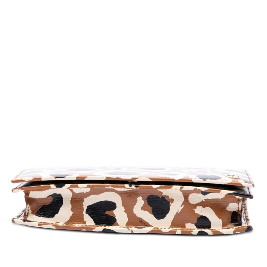 Gucci Calfskin Leopard Print Betty Wallet On Chain