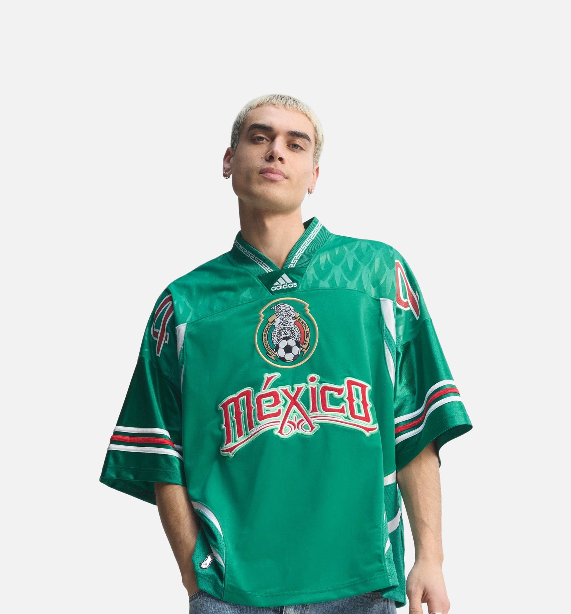adidas Bringback Remixed Mexico Mens Jersey - Bold Green/White/Better Scarlet