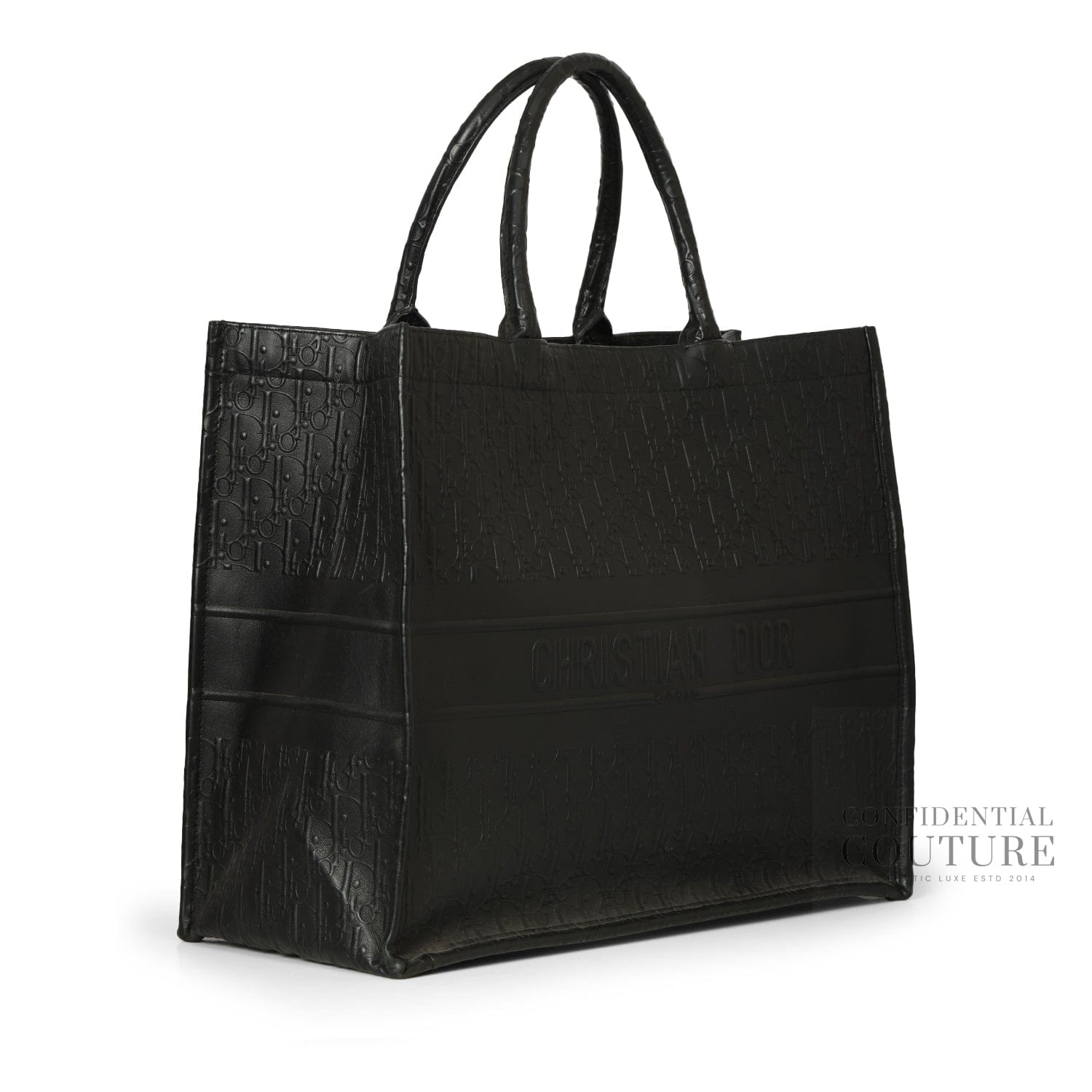 Christian Dior Leather Black Dior Oblique Embossed Calfskin Large Booktote