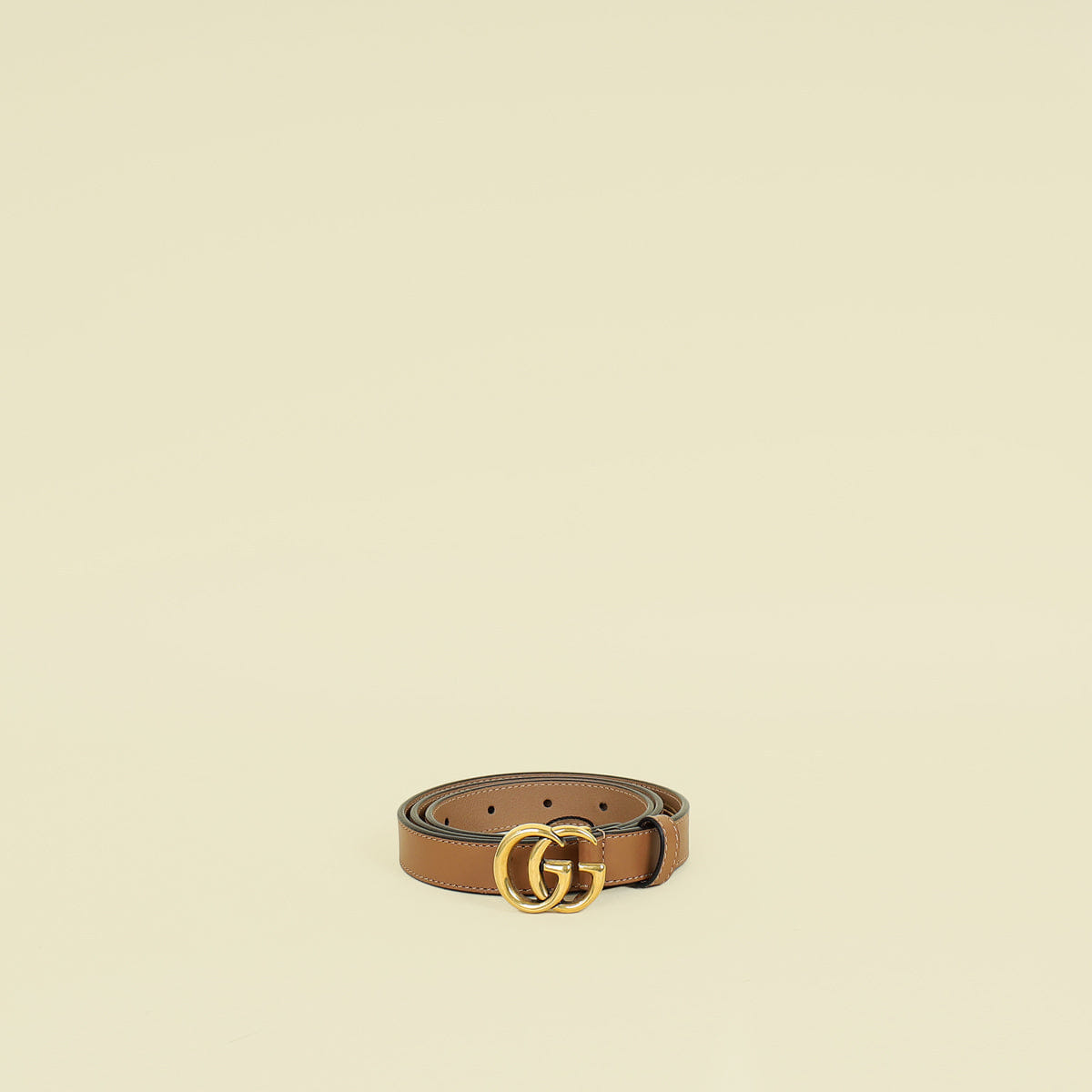 Gucci Light Brown GG Buckle Thin Belt 32