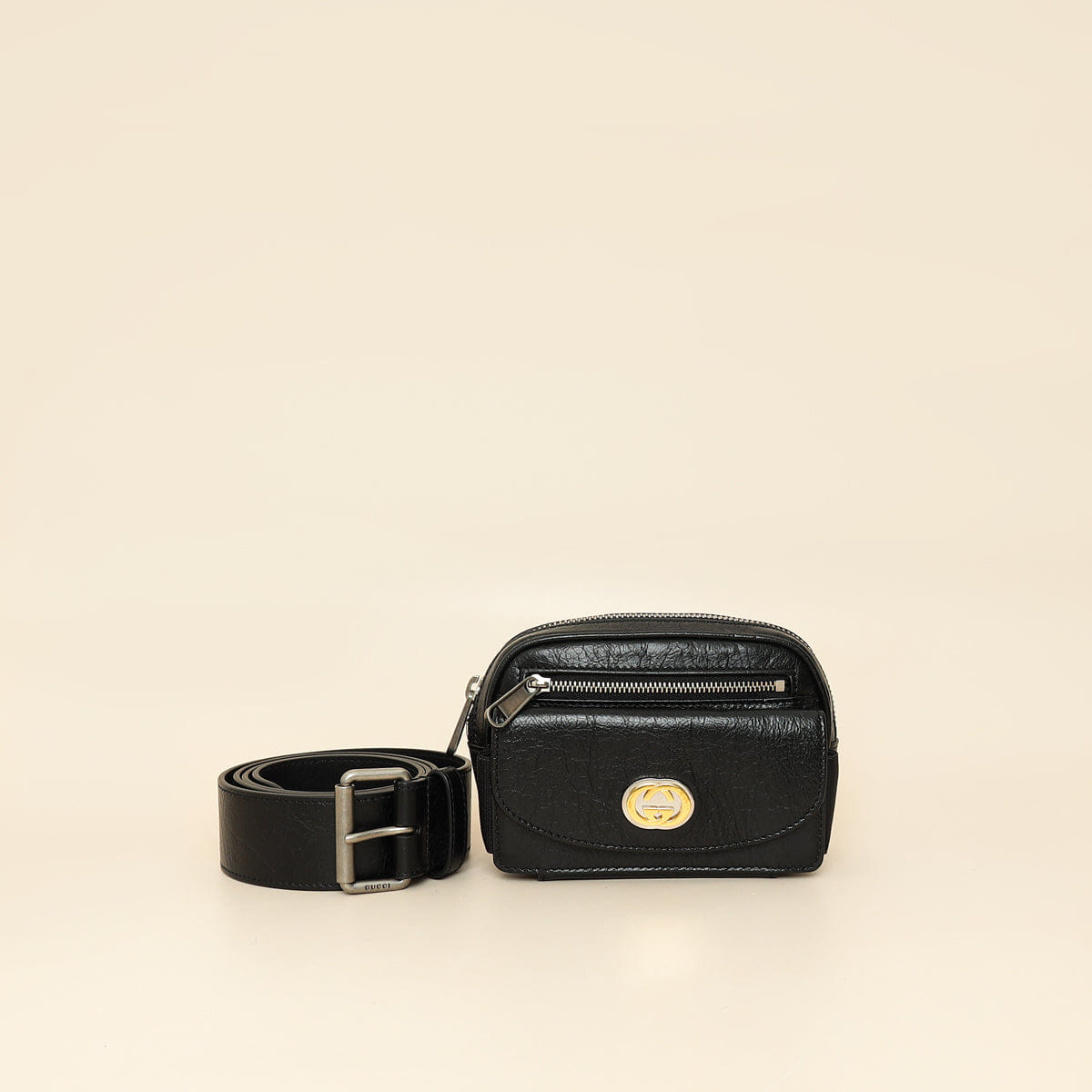 Gucci Black Cracked Morpheus Belt Bag