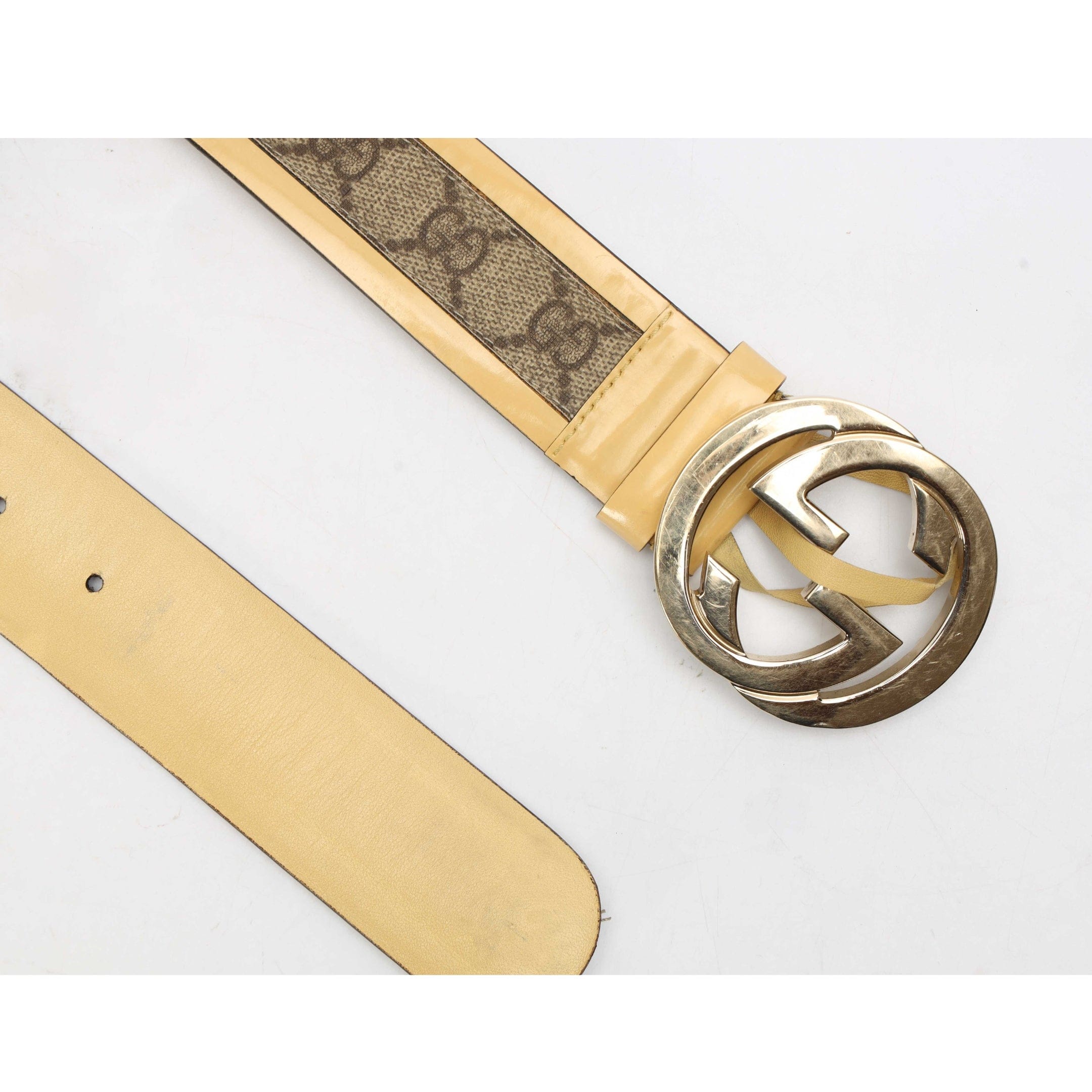 Gucci Beige/Cream GG Buckle Belt