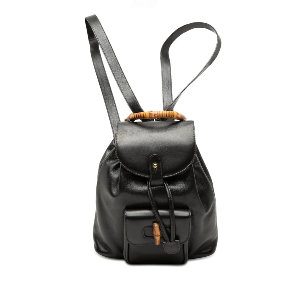 Gucci Calfskin Bamboo Drawstring Backpack