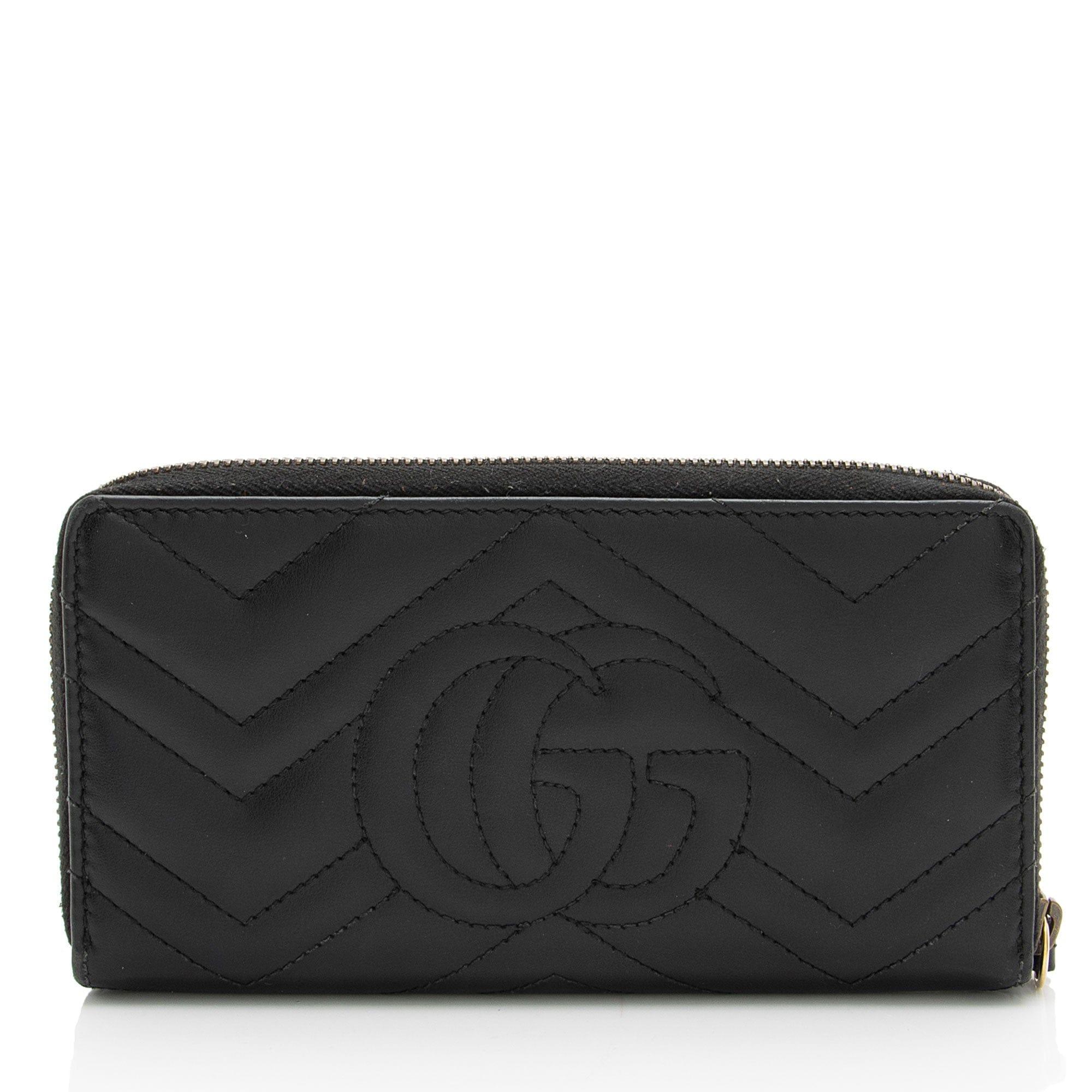 Gucci Matelasse Leather GG Marmont Zip Wallet