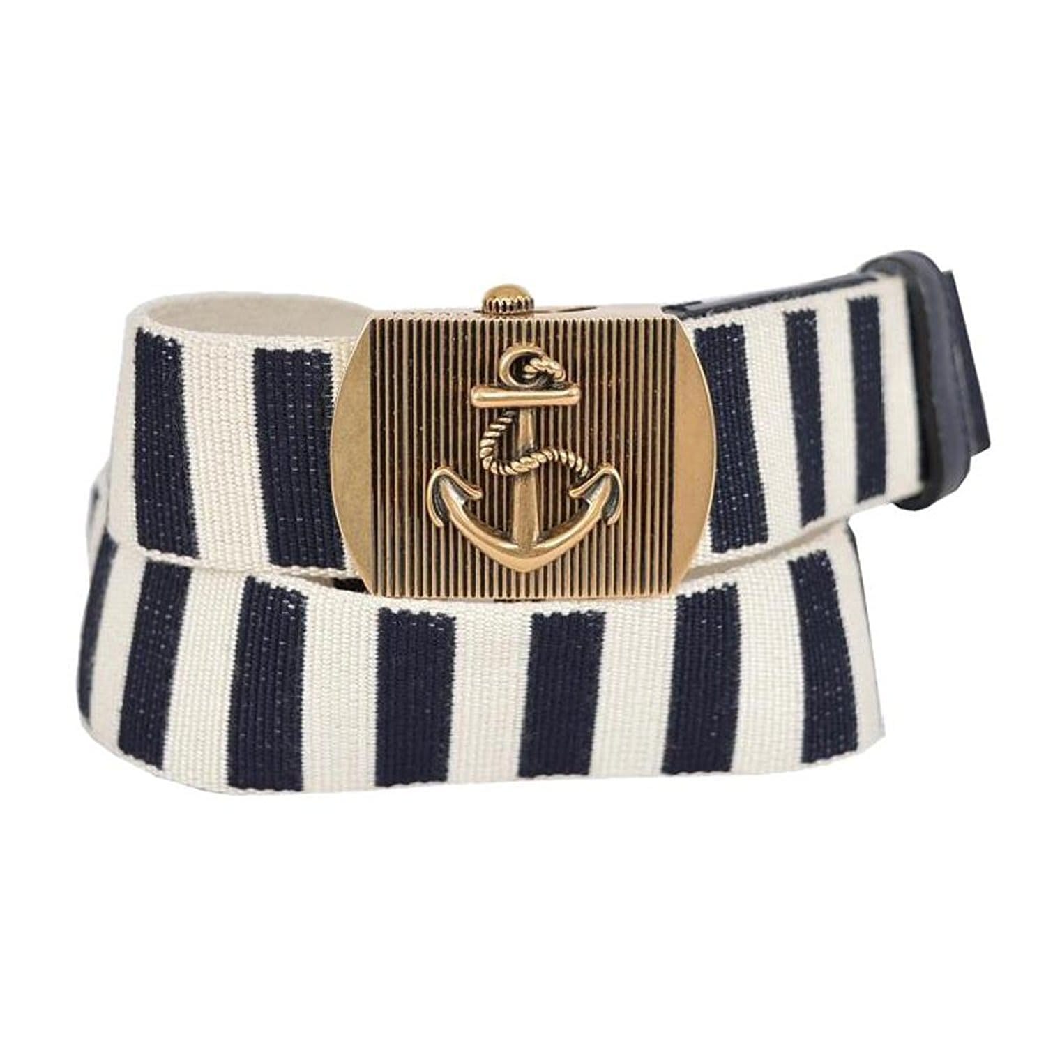 Gucci Men's Fabric Brass Anchor Buckle Striped Belt (90 / 36)