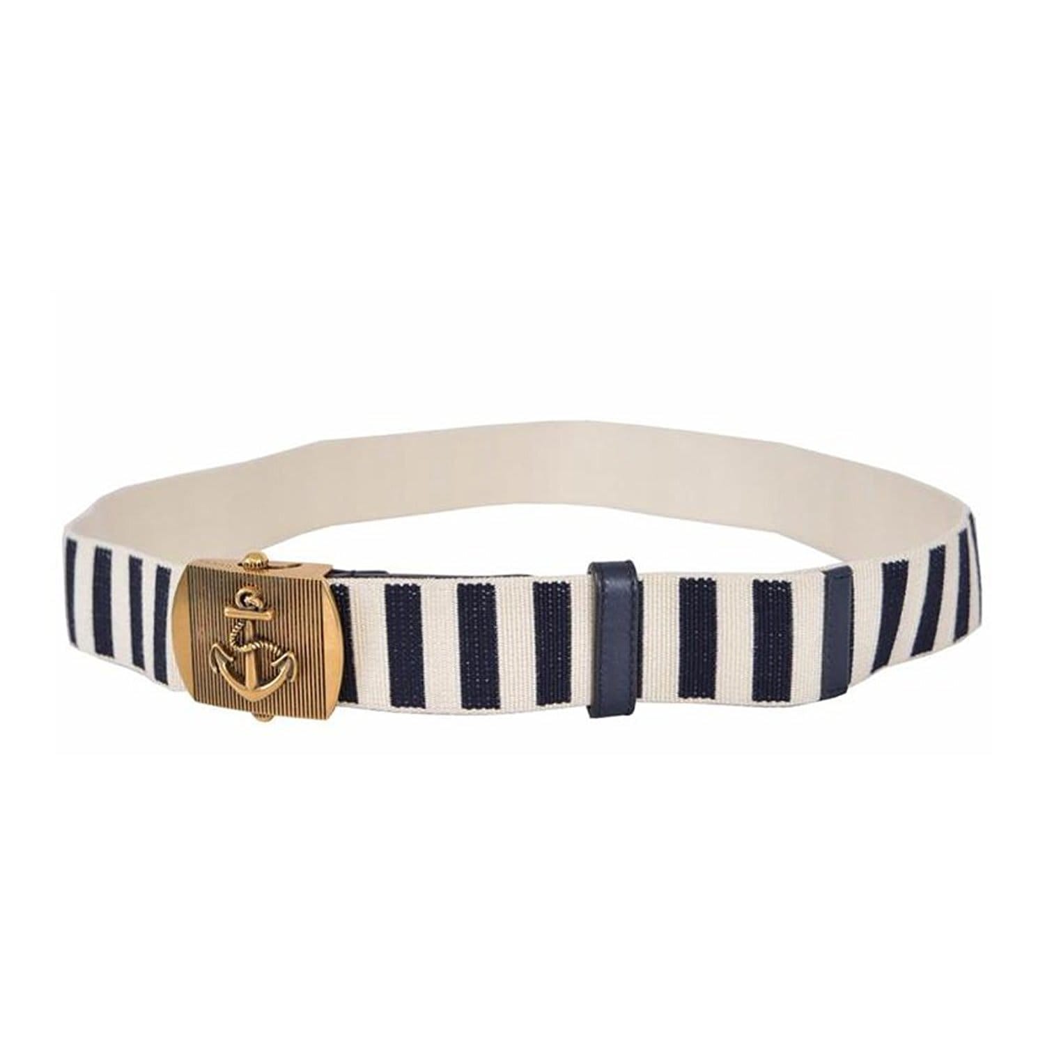 Gucci Men's Fabric Brass Anchor Buckle Striped Belt (90 / 36)