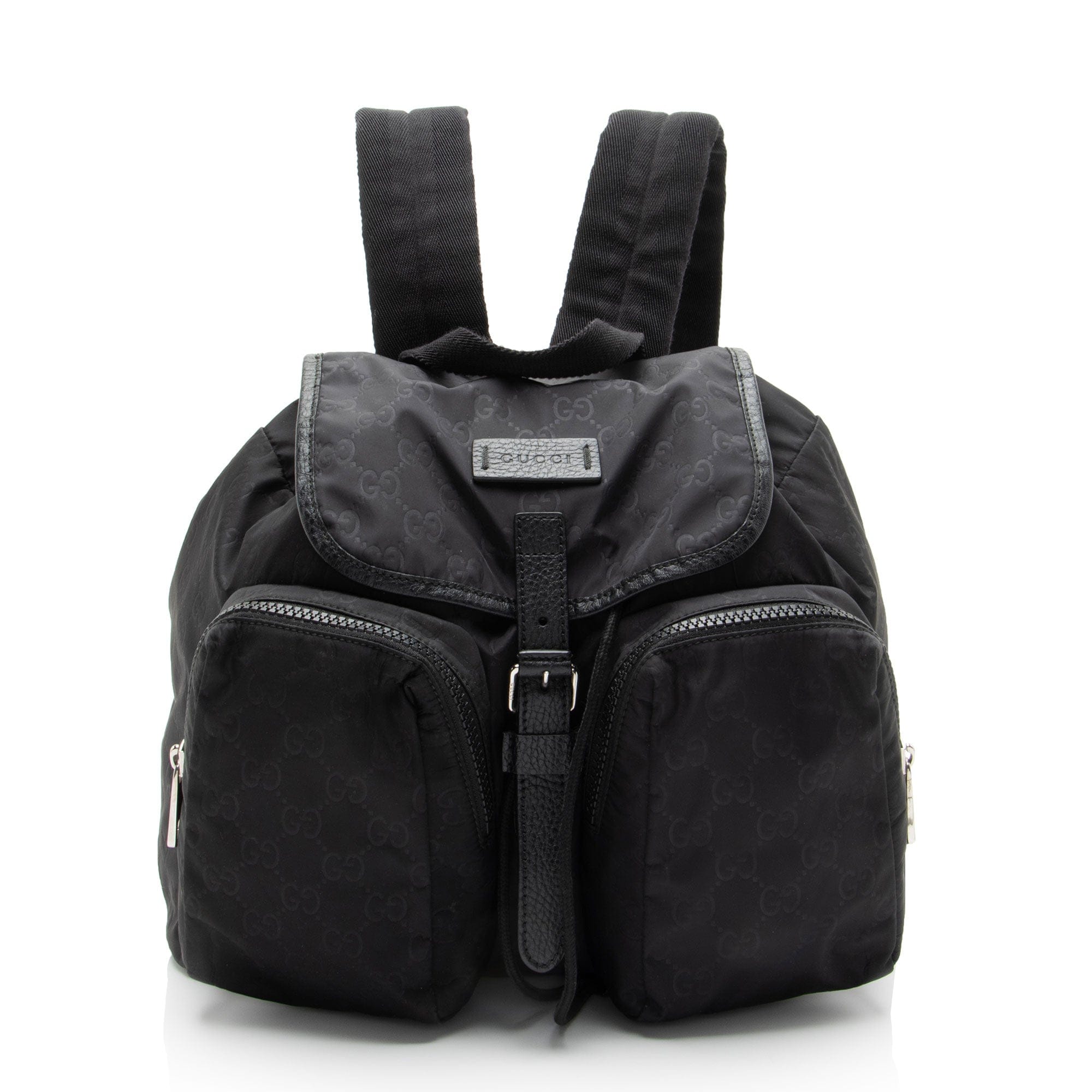 Gucci GG Nylon Buckle Double Pocket Backpack