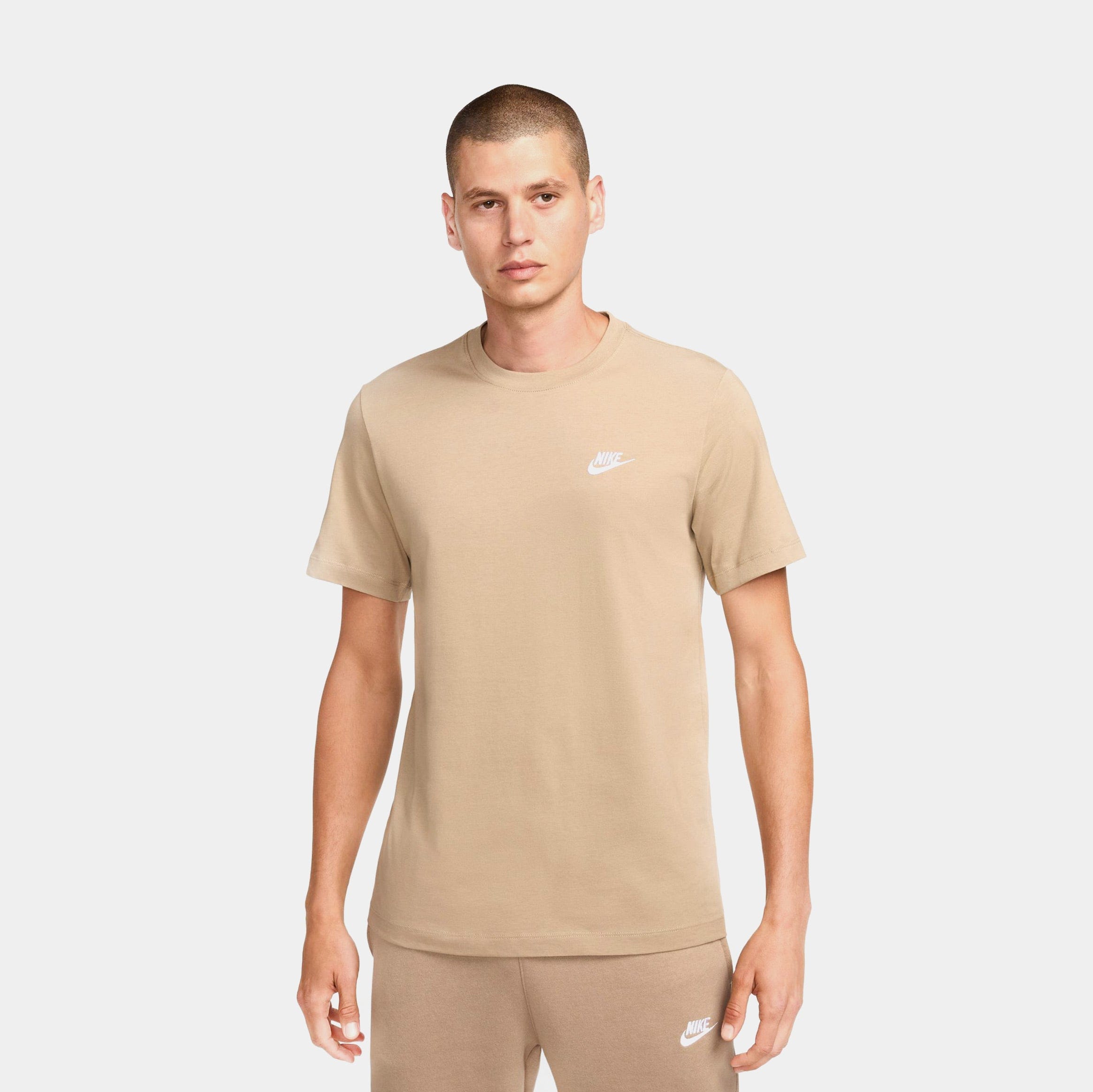 Nike NSW Club Mens Short Sleeve Shirt (Khaki/White)