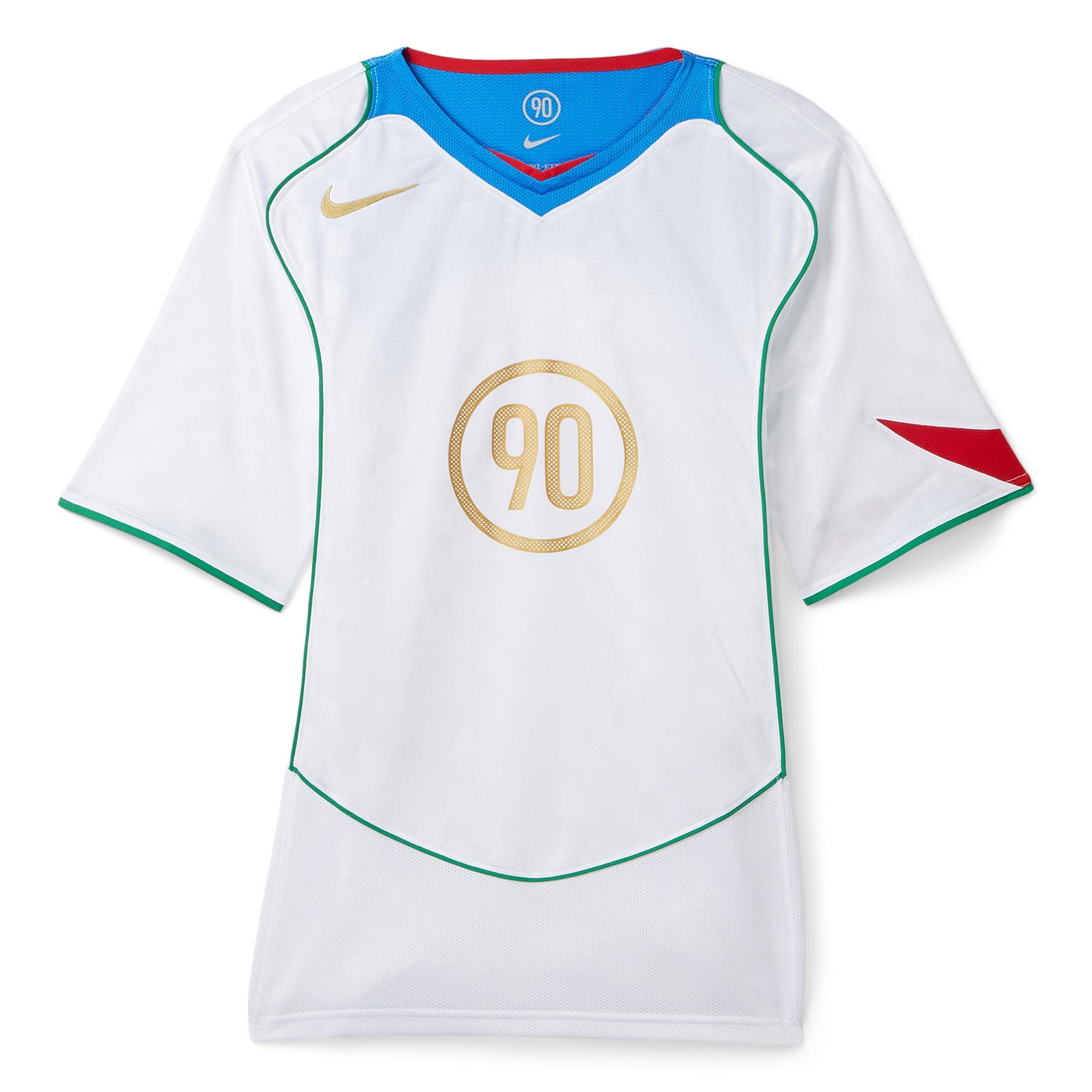 Nike Total 90 Dri - FIT Soccer Jersey (White/Italy Blue/Sport Red/Metallic Gold)