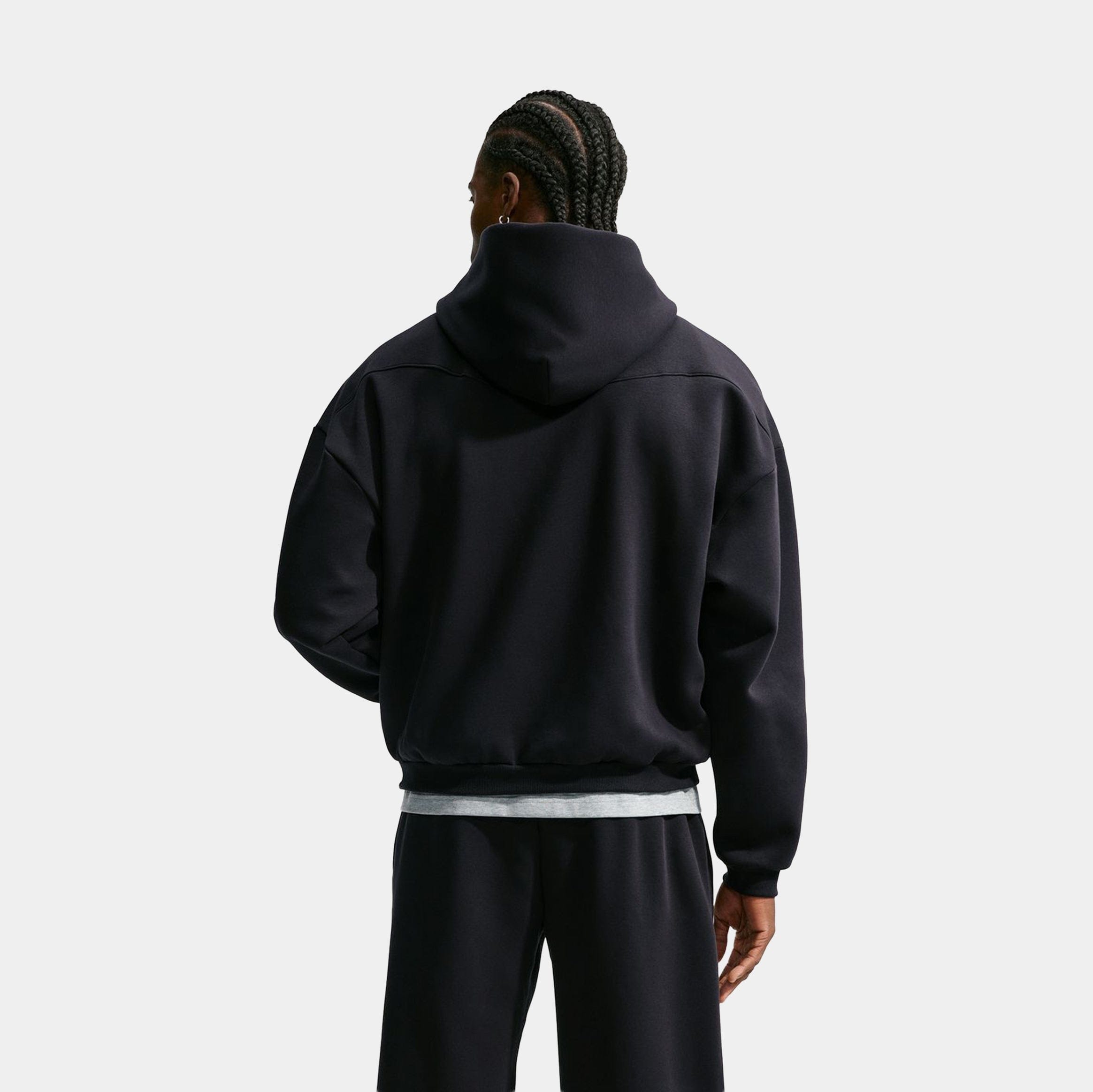 Nike Standard Issue Brushed Basketball Pullover Mens Hoodie (Black/Light Current Blue/Pale Ivory)