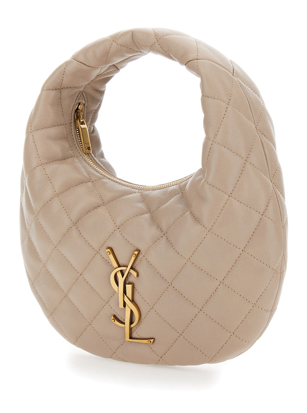Saint Laurent Women Handbag Icare With Cassandre Plate On The Front And Quilted Design In Beige Leather For Women