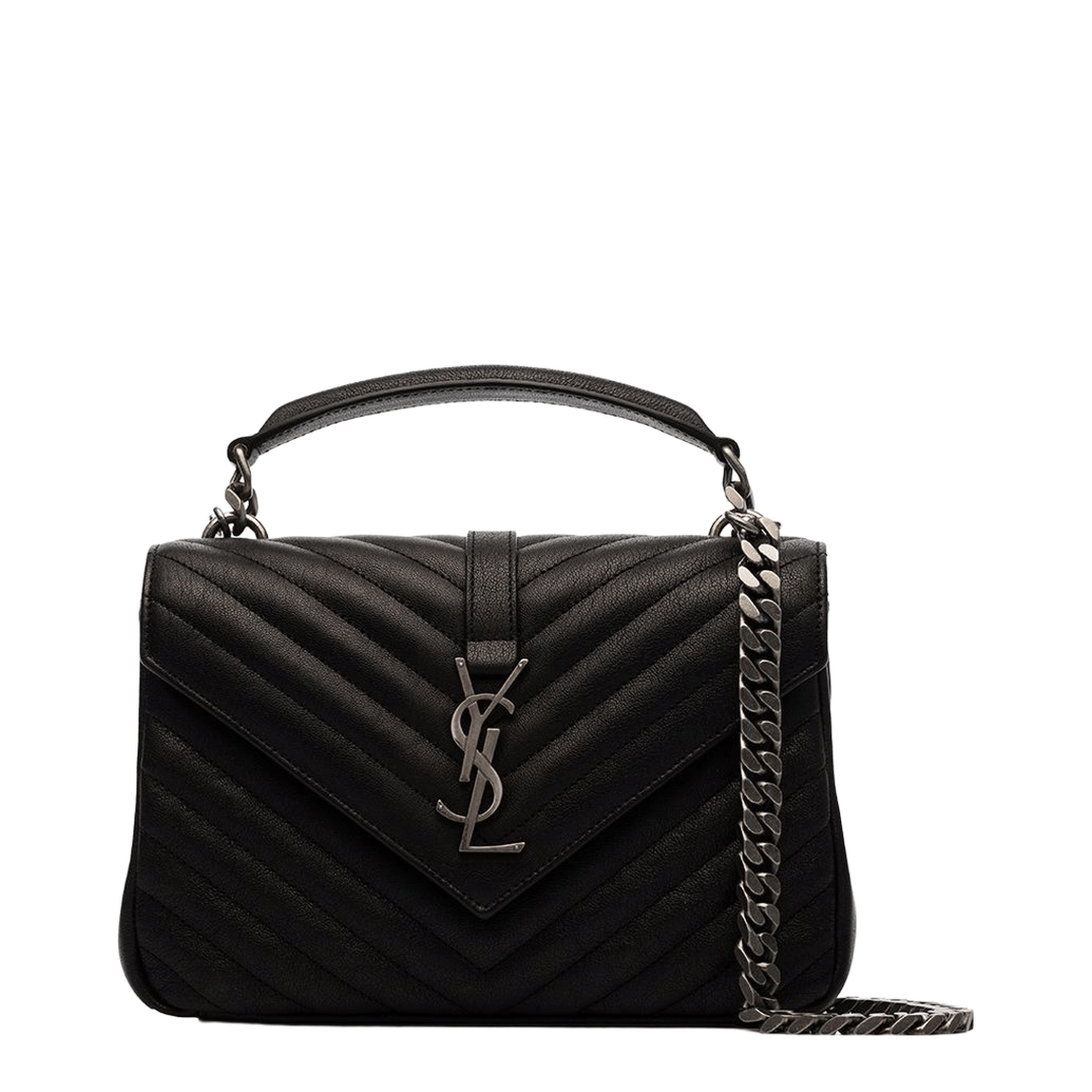 Saint Laurent College Medium Lambskin Tote - Noir