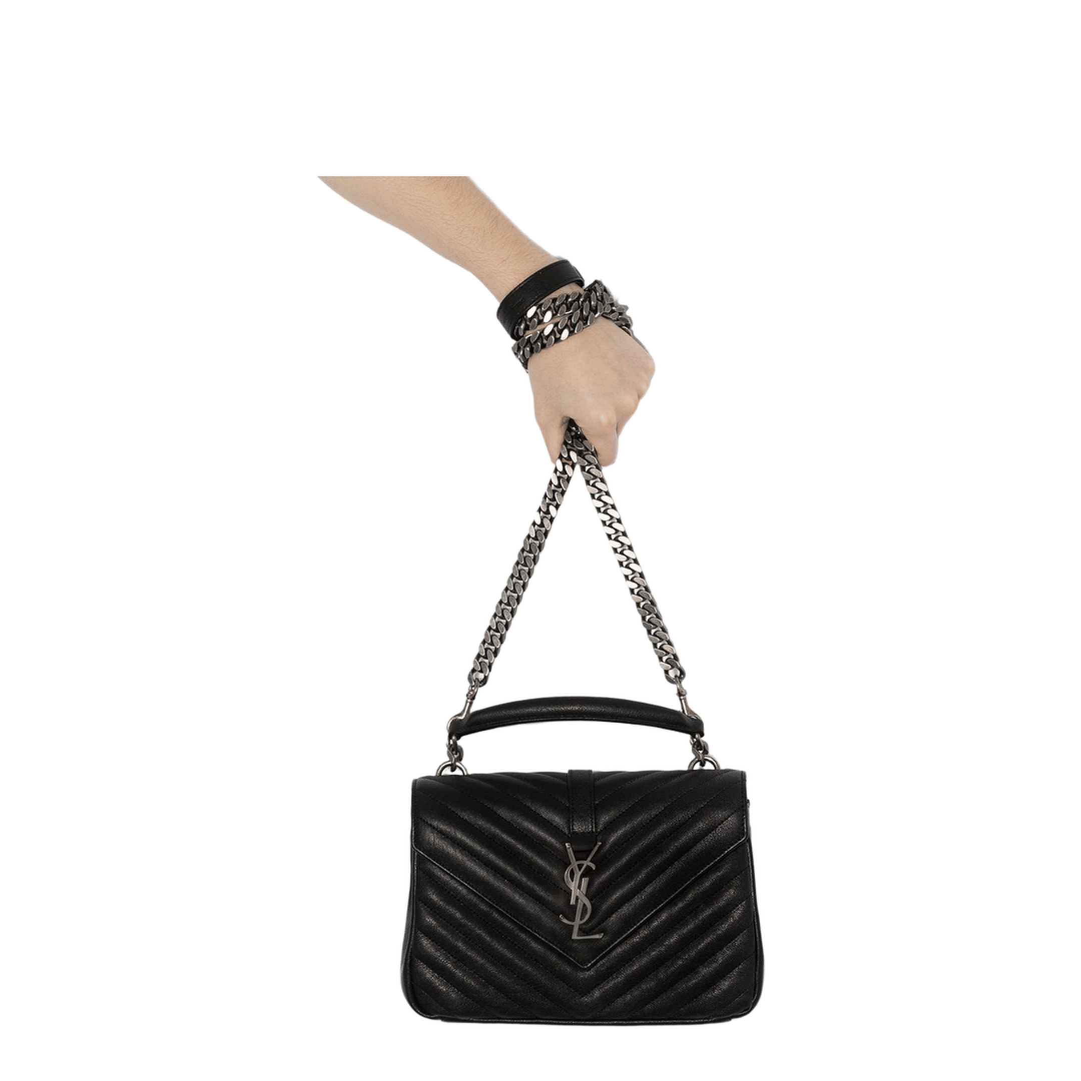 Saint Laurent College Medium Lambskin Tote - Noir