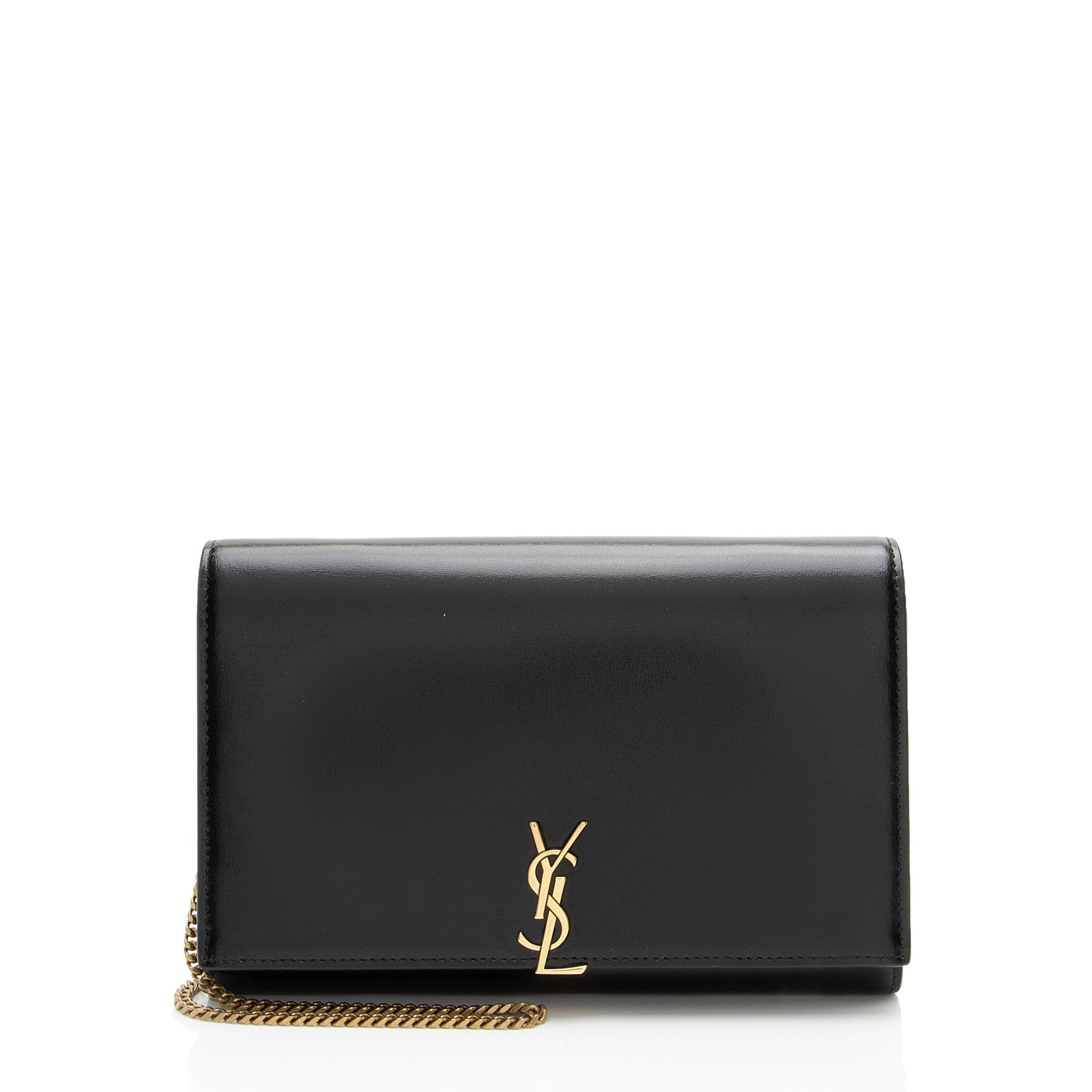 Saint Laurent Smooth Calfskin Monogram Cassandre Chain Wallet