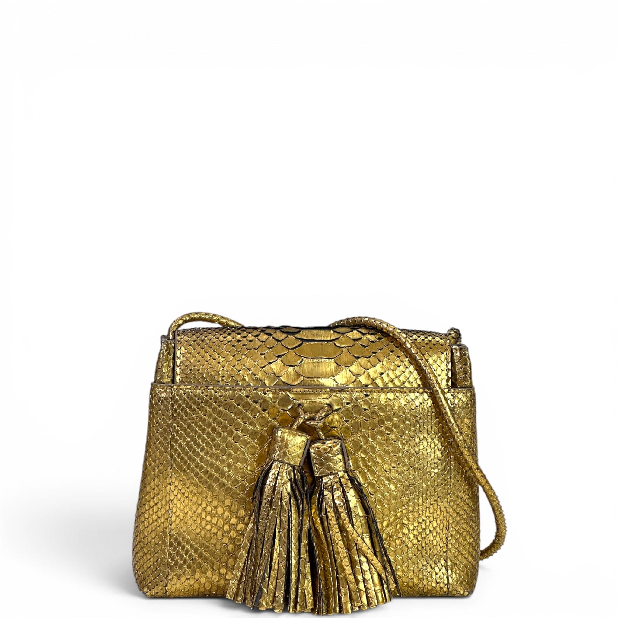 Tom Ford Envelope Tassel Shoulder Bag Gold Python