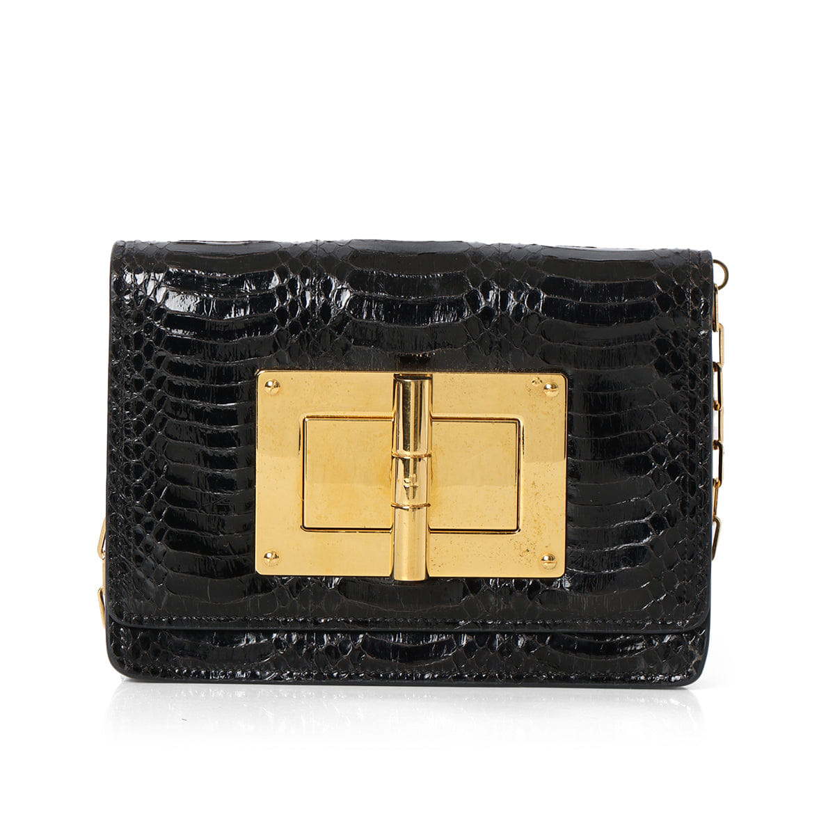 TOM FORD Natalia Black Python Shoulder Bag